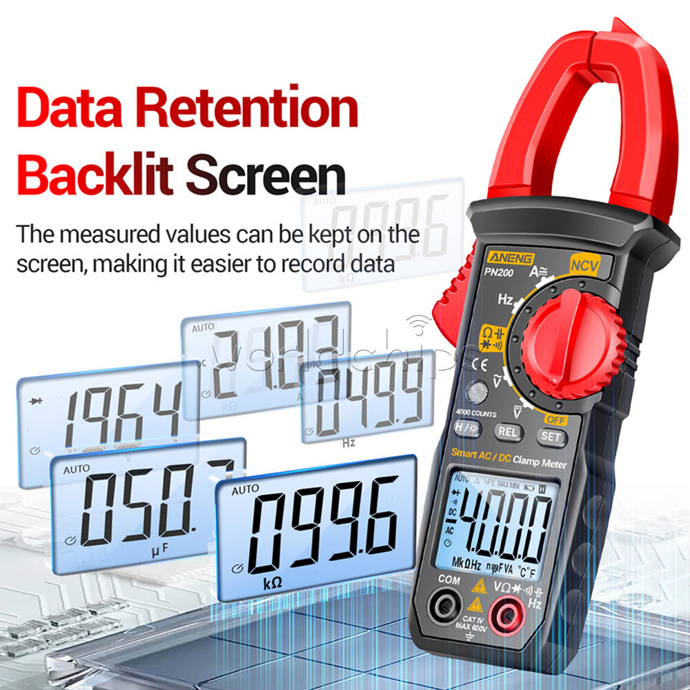 Digital Multimeter Clamp Meter Tester AC/DC Voltage Current Non-Contact 0-600A