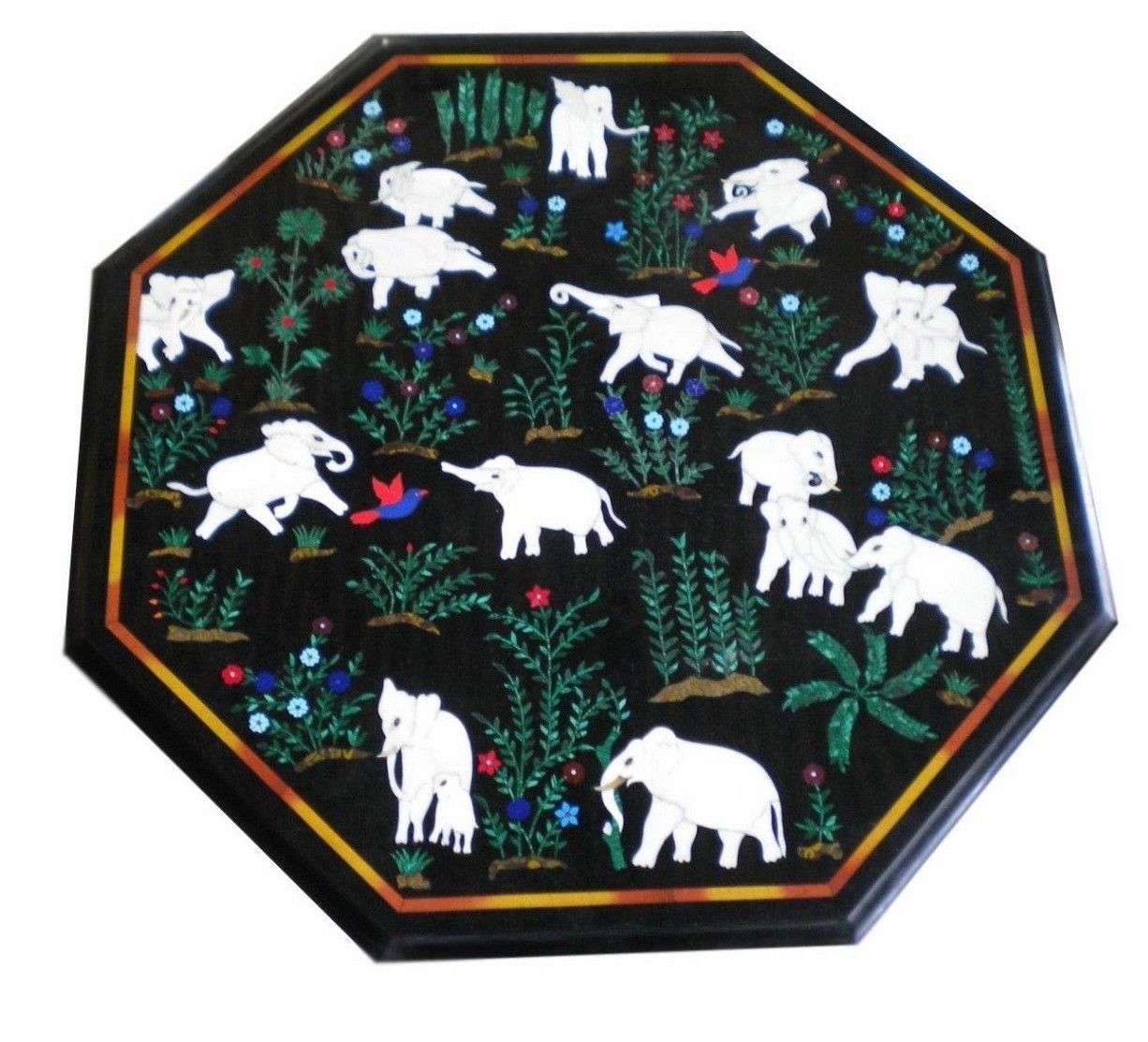 18" Marble Table Top pietra dura semi precious stones handmade work