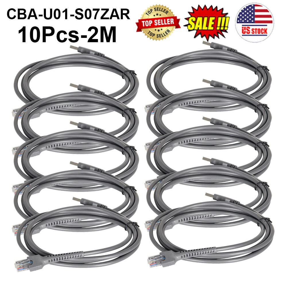 USB Cable Barcode Scanner Cord For Symbol LS2208 CBA-U01-S07ZAR 6FT 10 Pack