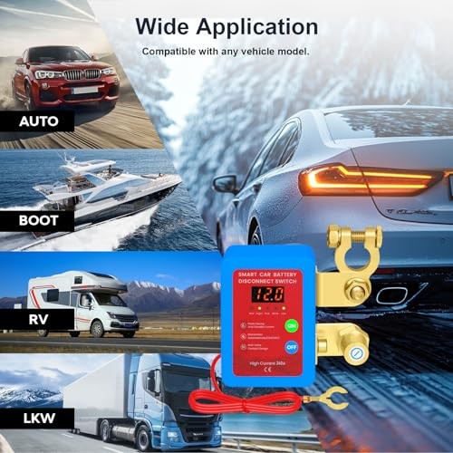 Remote Battery Disconnect Switch 12V, 240A Kill Switch for Car with blue