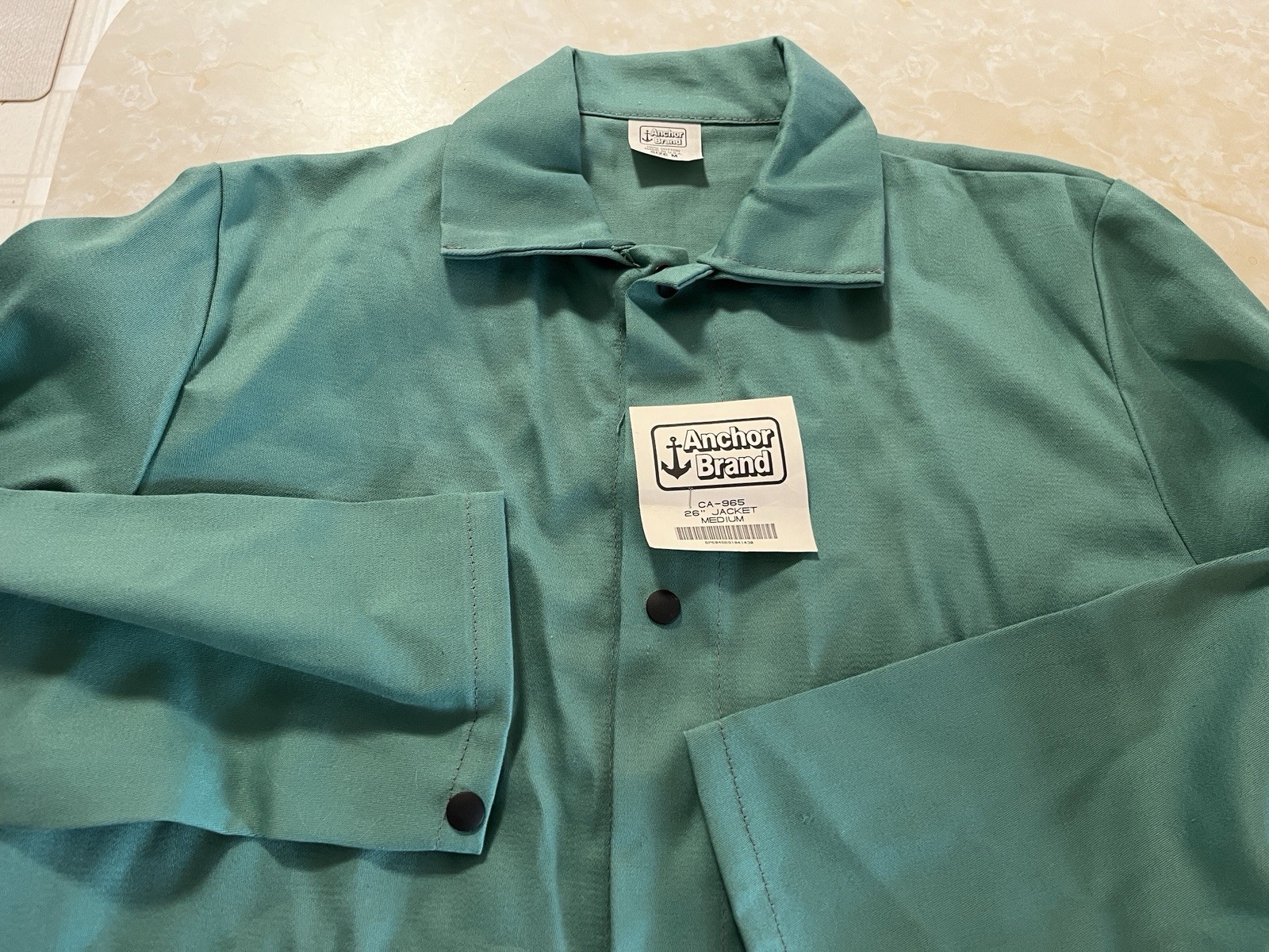 NOS VTG Green Welder Jacket Flame Resistant ANCHOR BRAND Size M BANOX FR3 USA