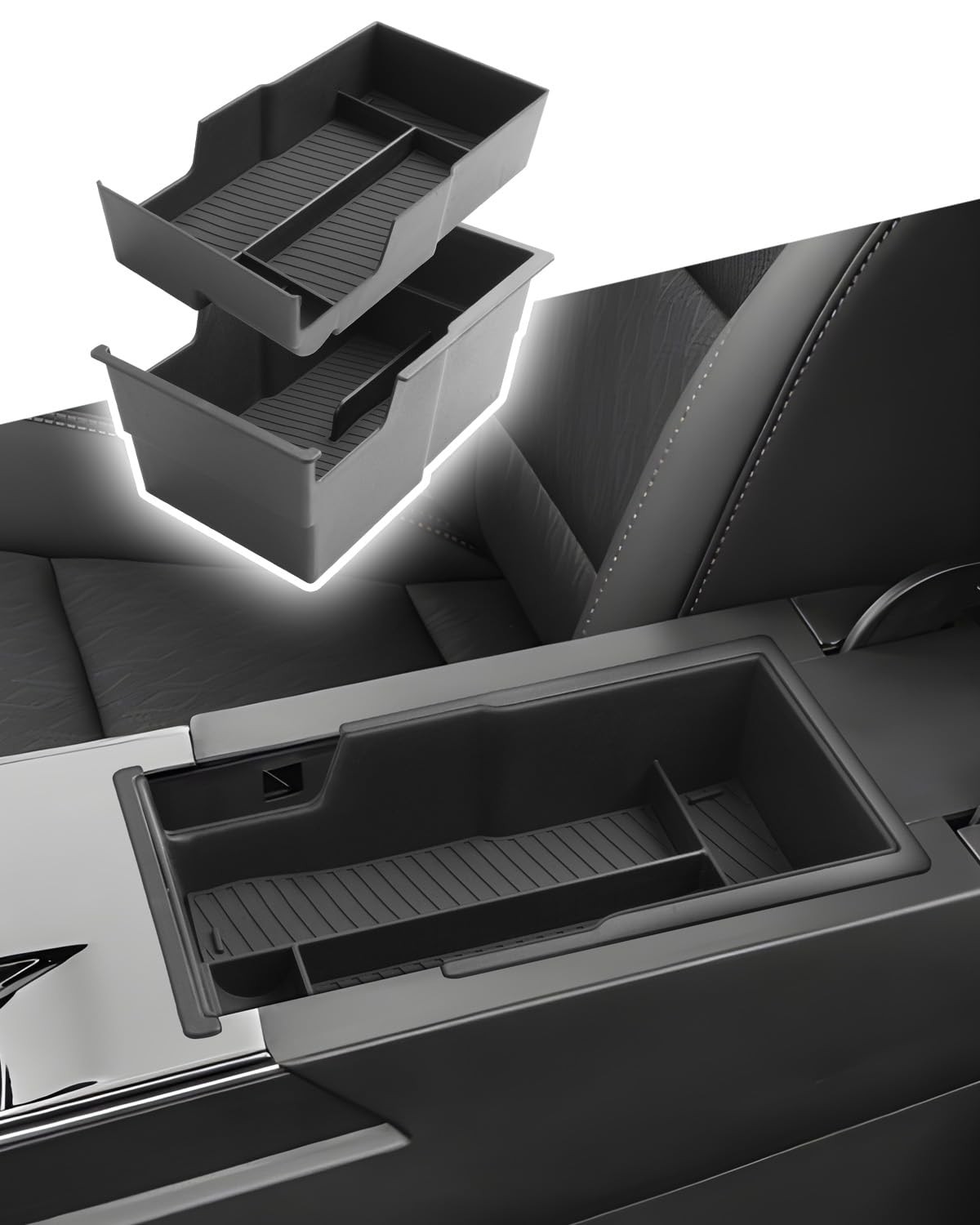 Double Layer Center Console Armrest Organizer Tray Insert For Chevy Equinox
