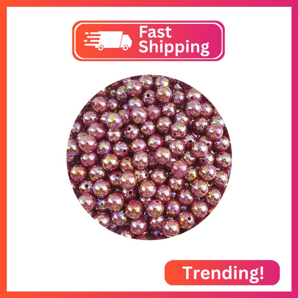 Jmassyang 200 Pieces 10mm Glossy Pearl Beads AB Color Round Plastic Acrylic Spac