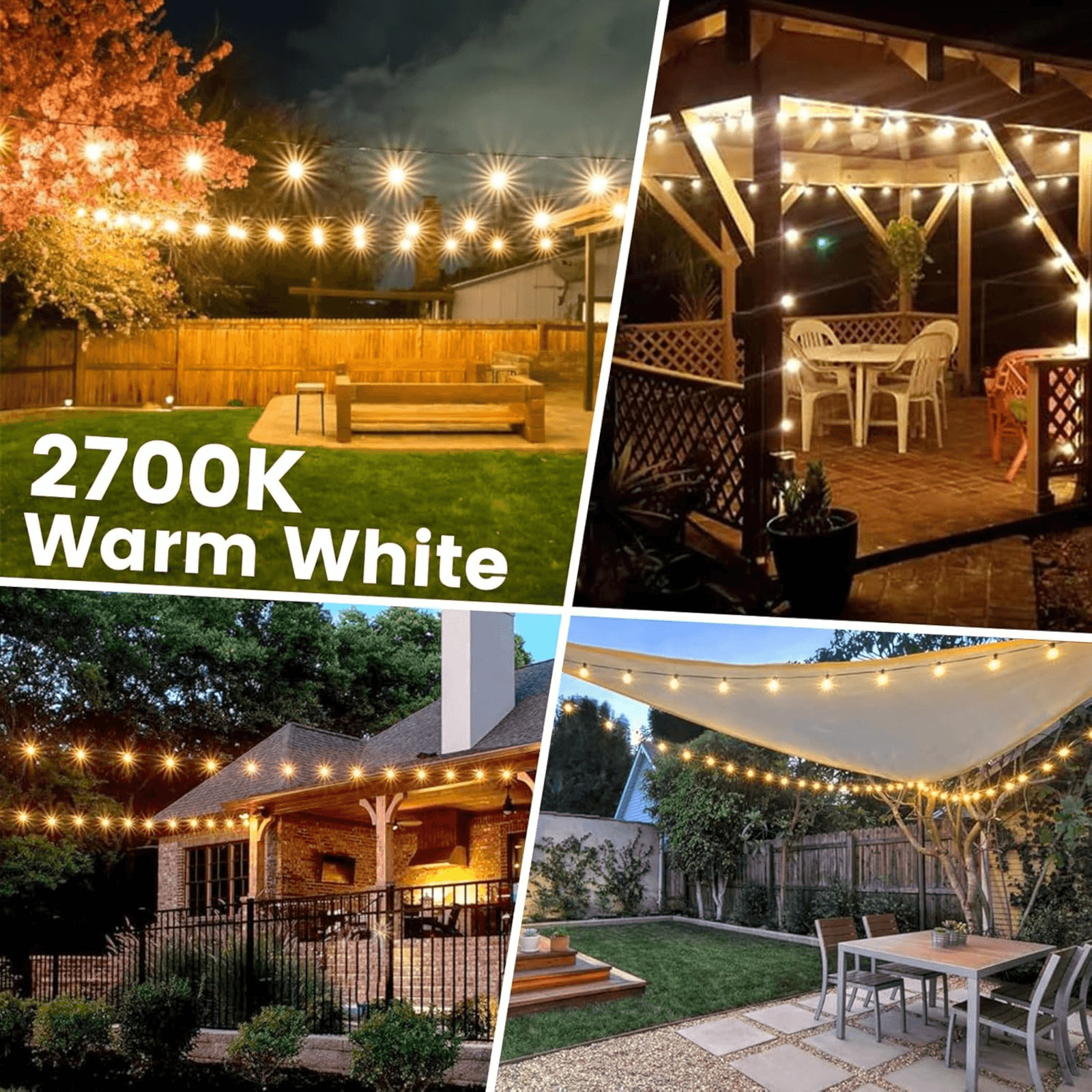 G40 LED Replacement Light Bulbs E12 Warm White String Lights 15 Pack 24V
