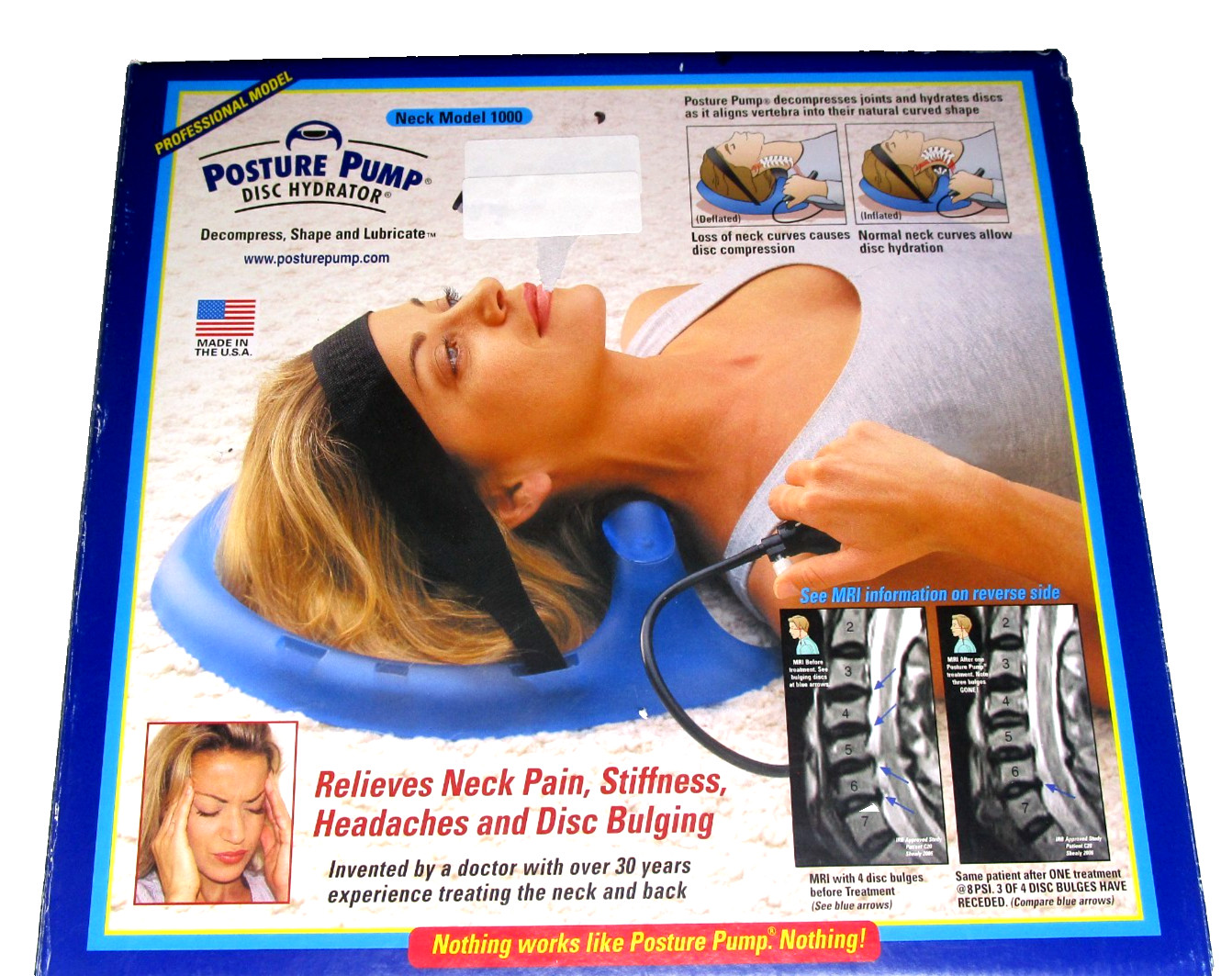 Posture Pump Model 1000 Neck Exerciser Cervical Disc Hydrator Complete w/Box