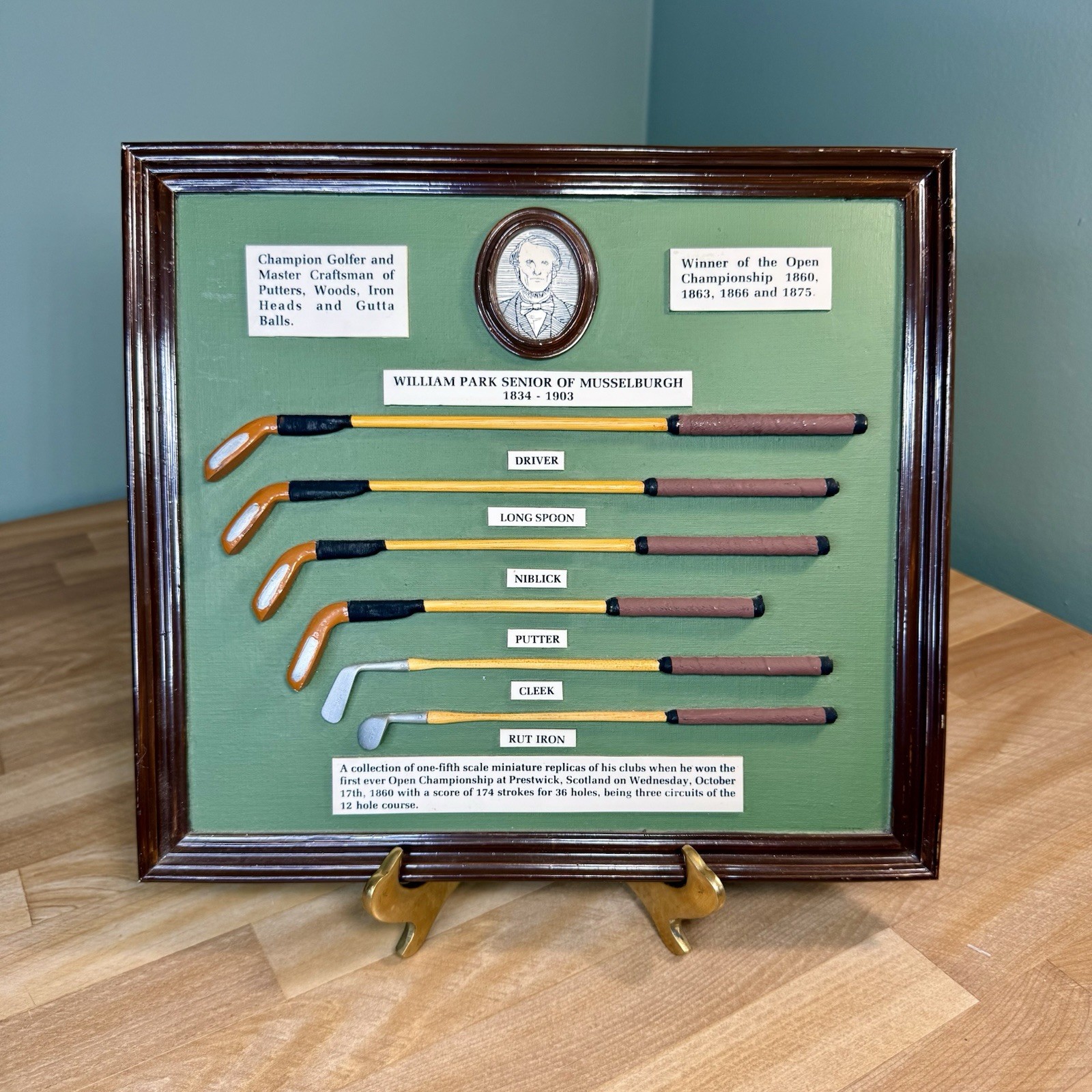 VTG William Park Senior of Musselburgh 1834-1903 Golf Club Set Plaque 1/5 Scale