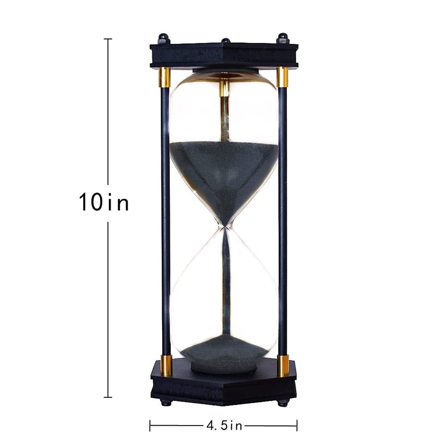 Large Hourglass Timer 60 Minute, Decorative Hexagon Frame Sandglass with Blac...