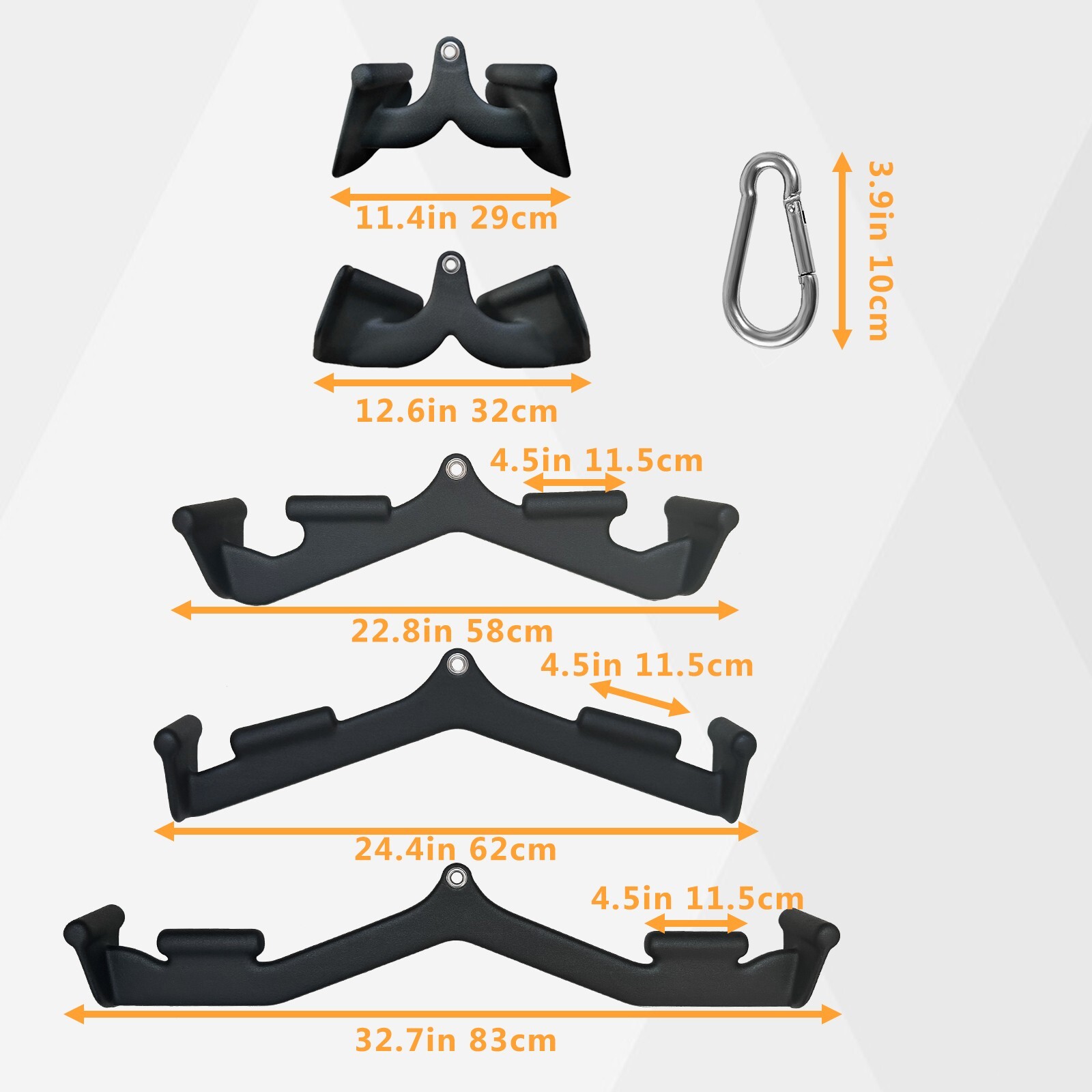 5PC Lat Pull Down Bar T bar Row Attachment V Bar Tricep Lat Pulldown Attachments