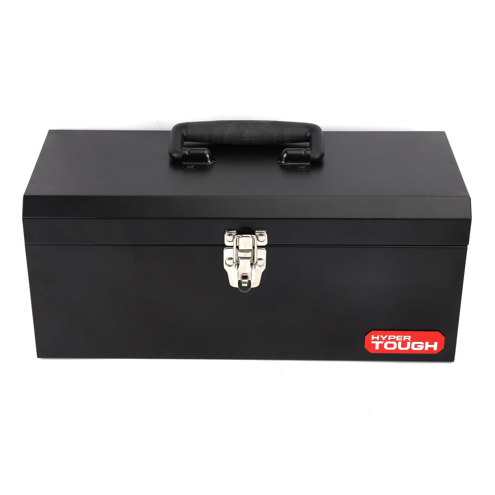 16-inch Black Metal Tool Box with Removable Tool Tray