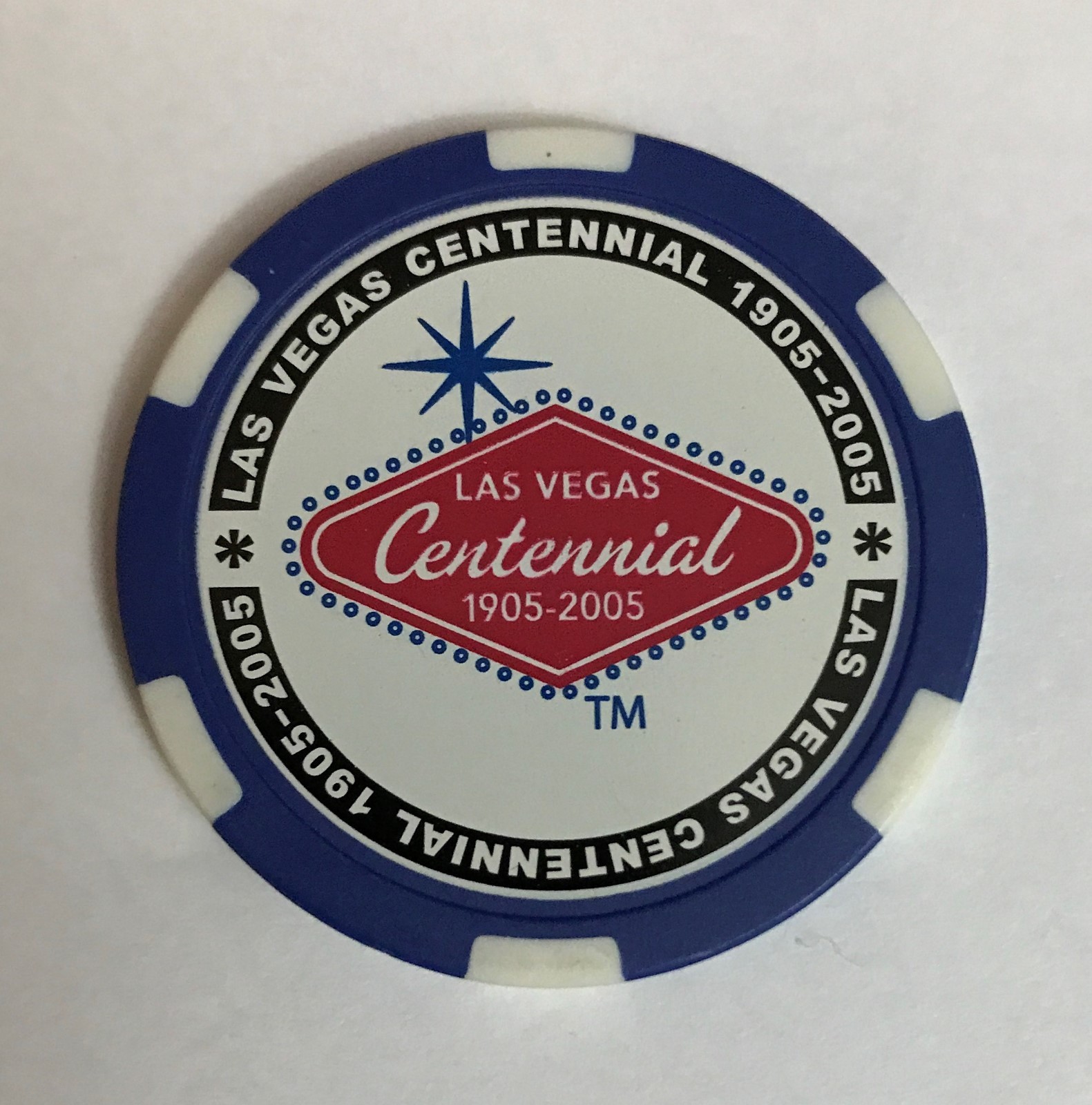 Las Vegas Welcome Sign Centennial Chip Poker Casino Blue 100th Anniversary
