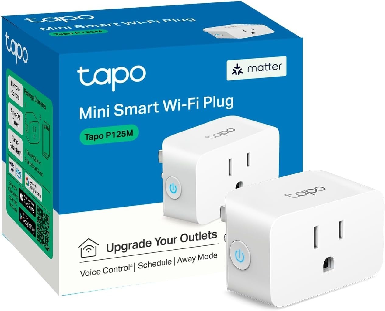 TP-Link Tapo Matter Compatible Smart Plug Mini, Compact Design, 15A/1800W Max
