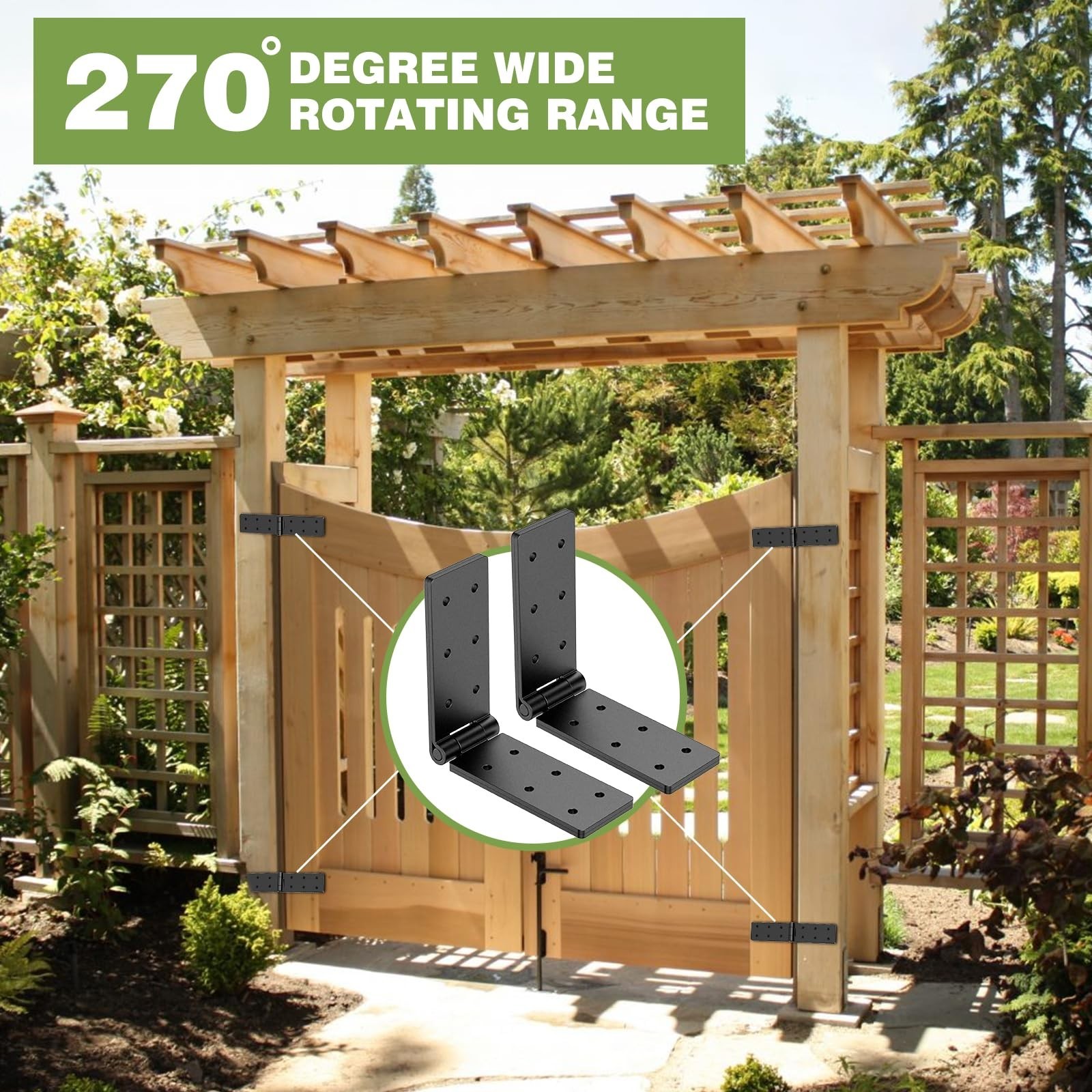 Heavy Duty Gate Hinges,270° Solid Double Layer Folding Butt Hinges with Ele