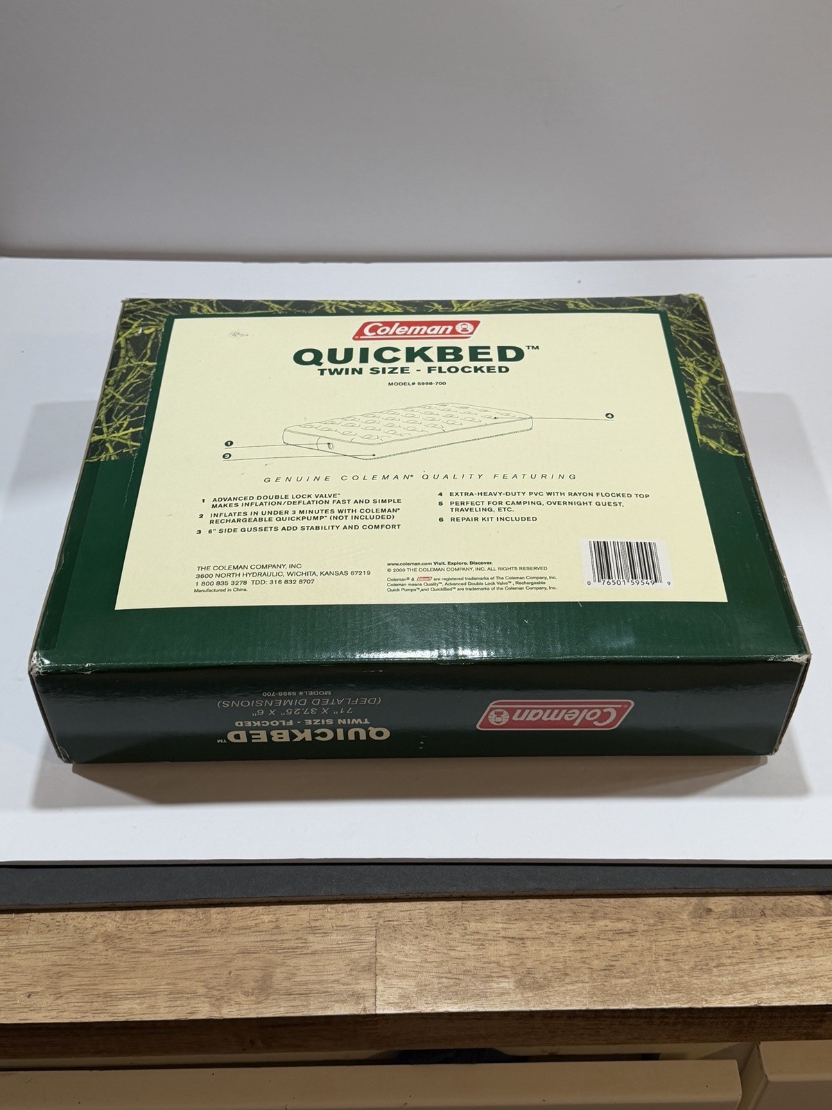Coleman Quick Bed Twin Size Flocked Brand New