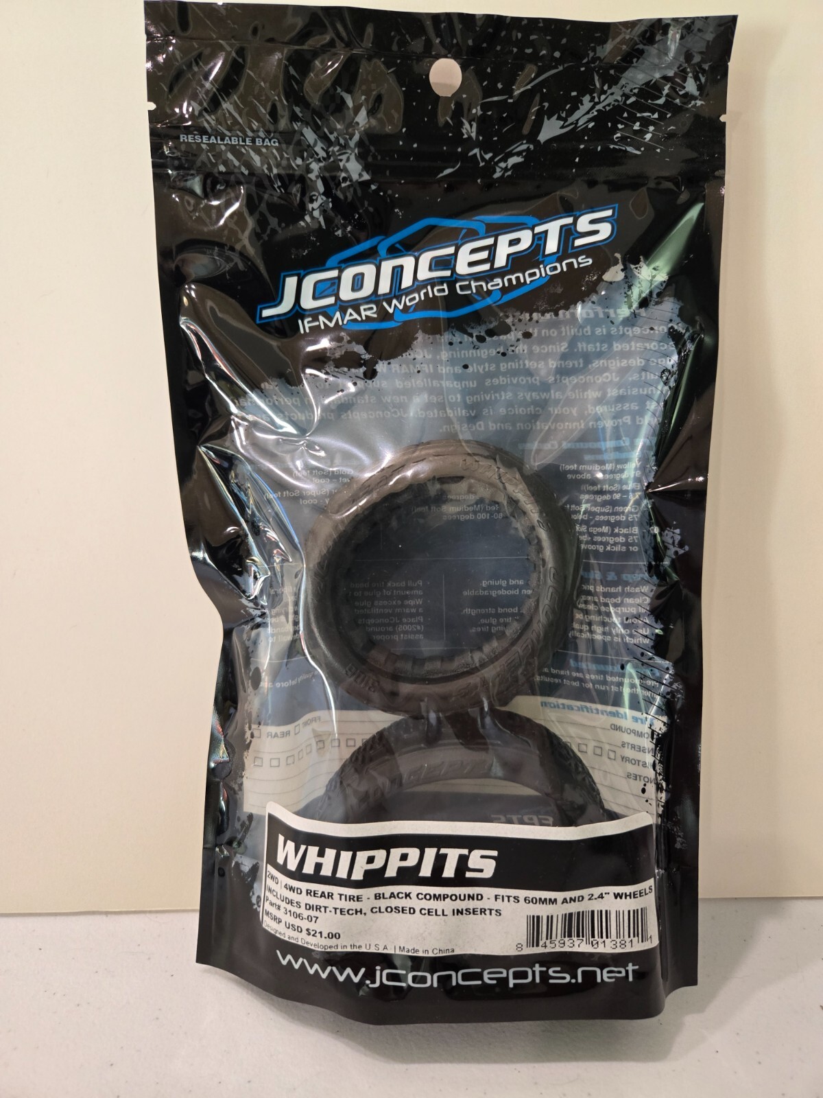 JCONCEPTS 2wd/4wd rear tire WHIPPITS - New, sealed package