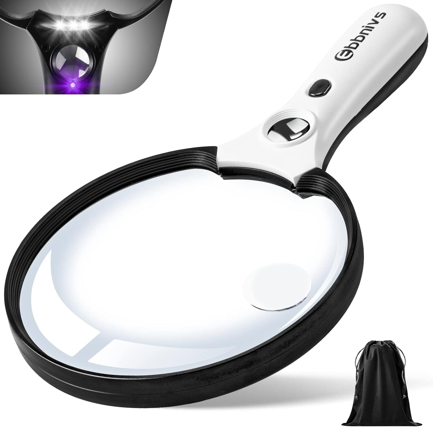 Lupa De Mano Con Aumento 10X 20X 45X Con Luz 3 LED Para Leer Joyas, Negro.