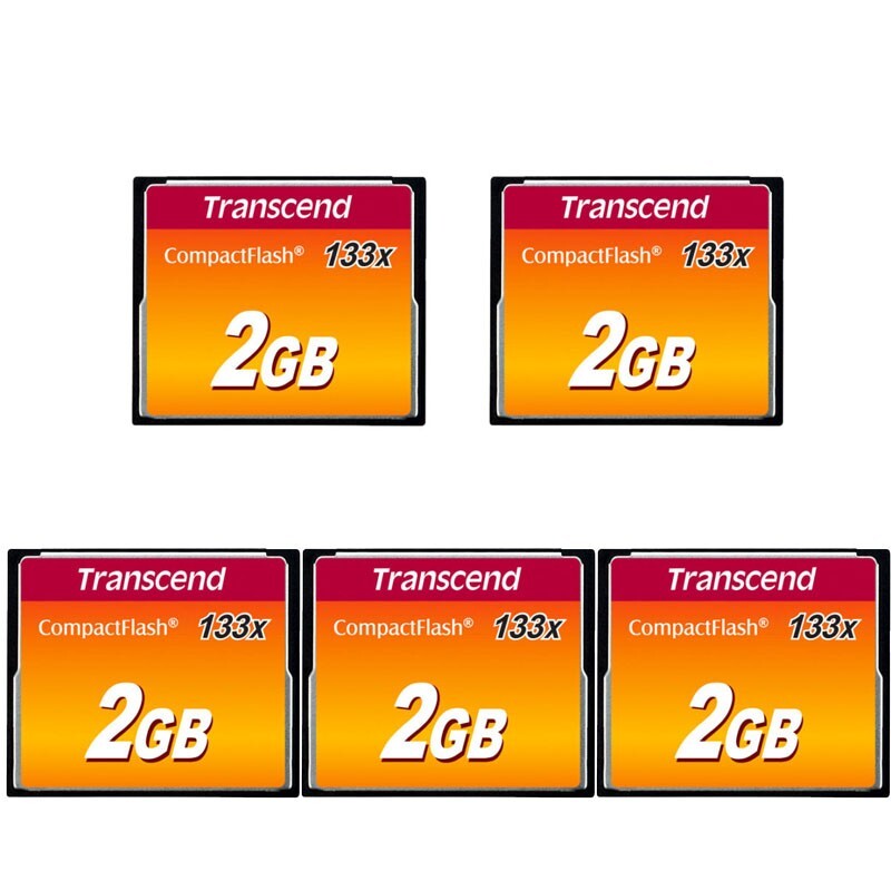 5 Pcs Transcend Compact Flash CF 2GB Memory Card for Nikon, Canon SLR Cameras