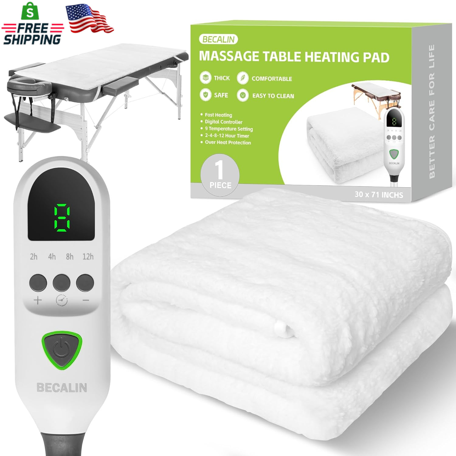 Massage Table Warmer Heating Pad Professional SPA Massage Bed Warmer with Timer,