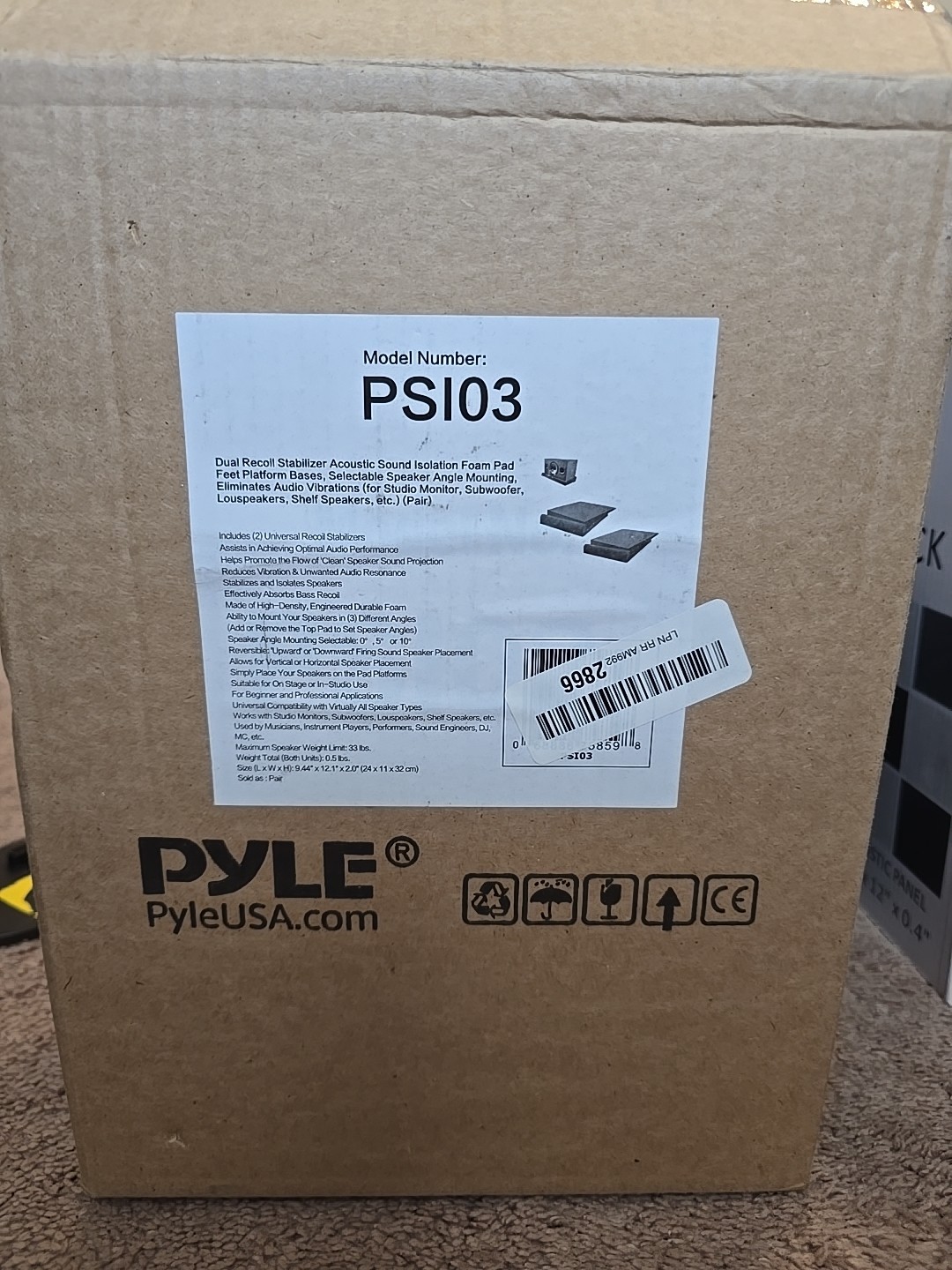 Pyle PSI03 Acoustic Sound Isolation Dampening Speaker Dual Recoil Stabilizer