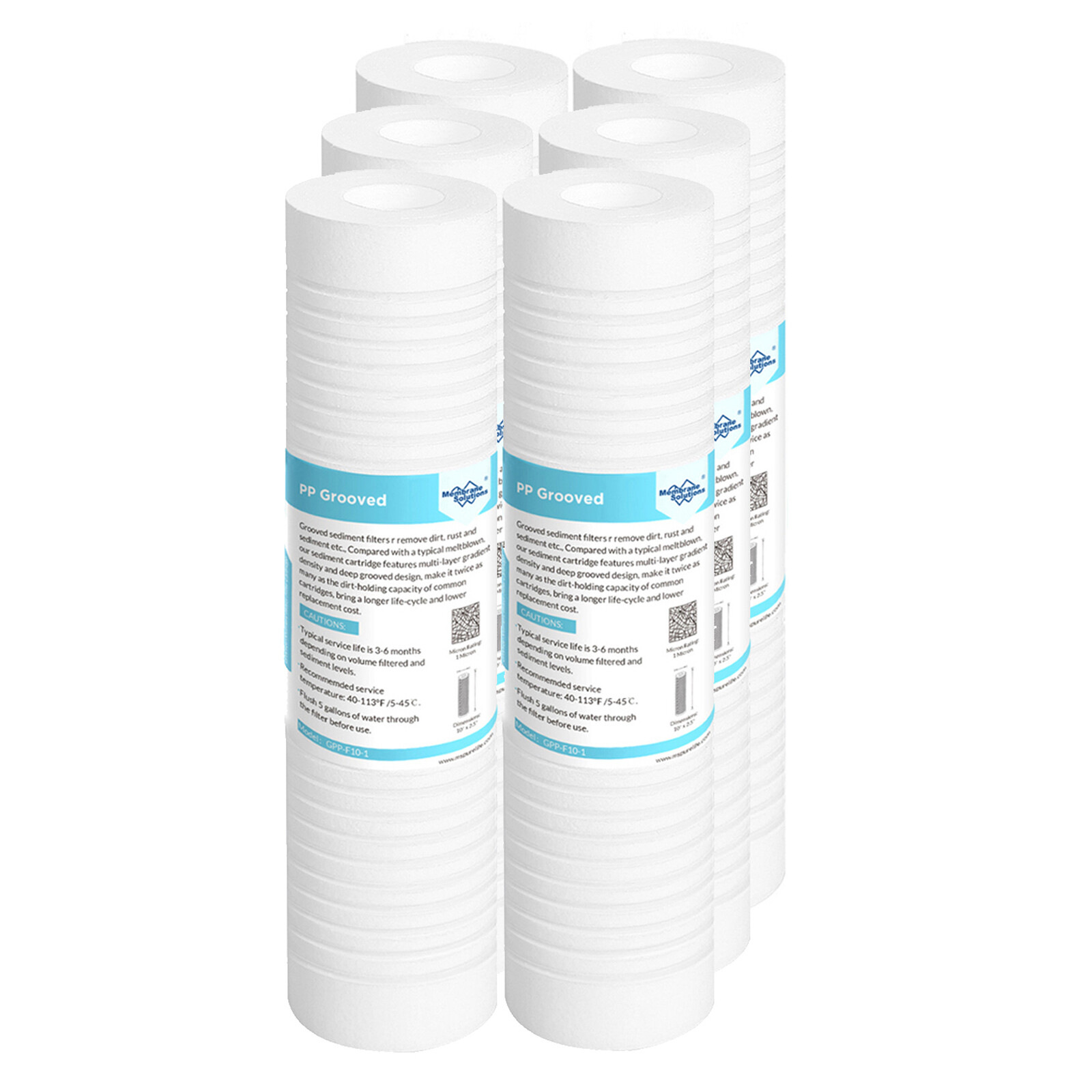 6 Pack 0.5/1/5 Micron 10"x2.5" Grooved Sediment Water Filter RO Replacement NSF