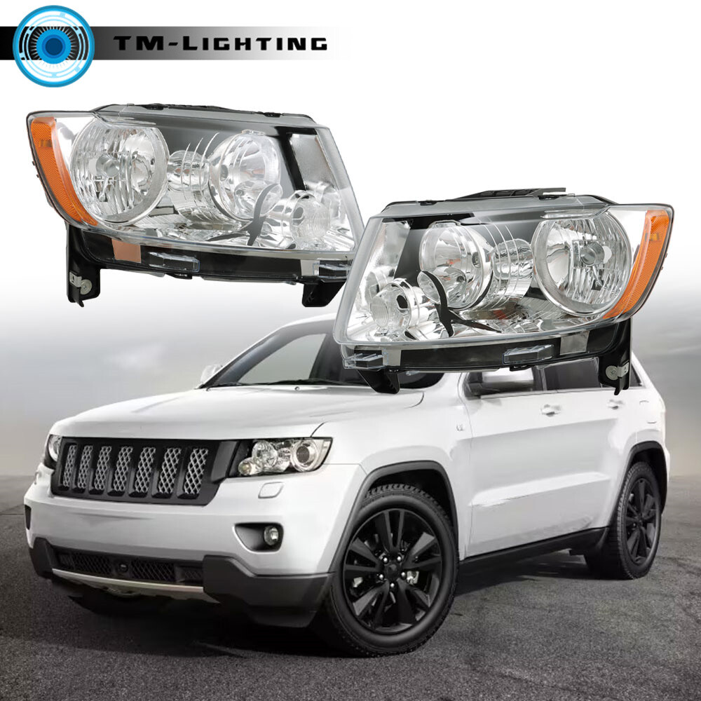 Headlight Headlamp For 2011-2013 Jeep Grand Cherokee 2011-17 Compass L+R Halogen
