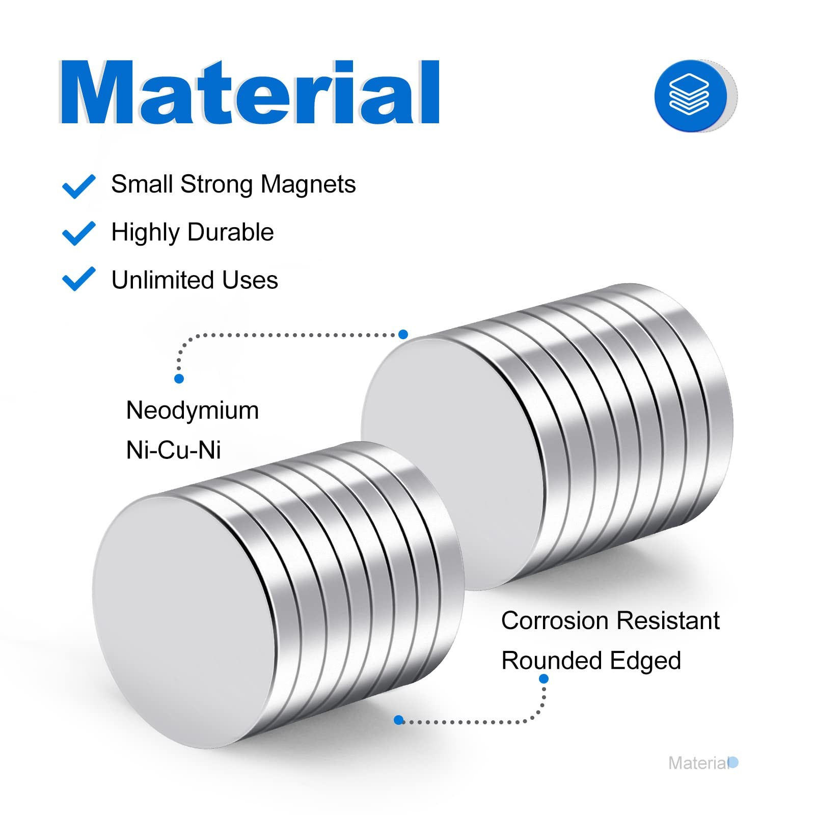 TRYMAG 20x3mm Neodymium Magnets 16Pcs Strong Small Round Refrigerator Office