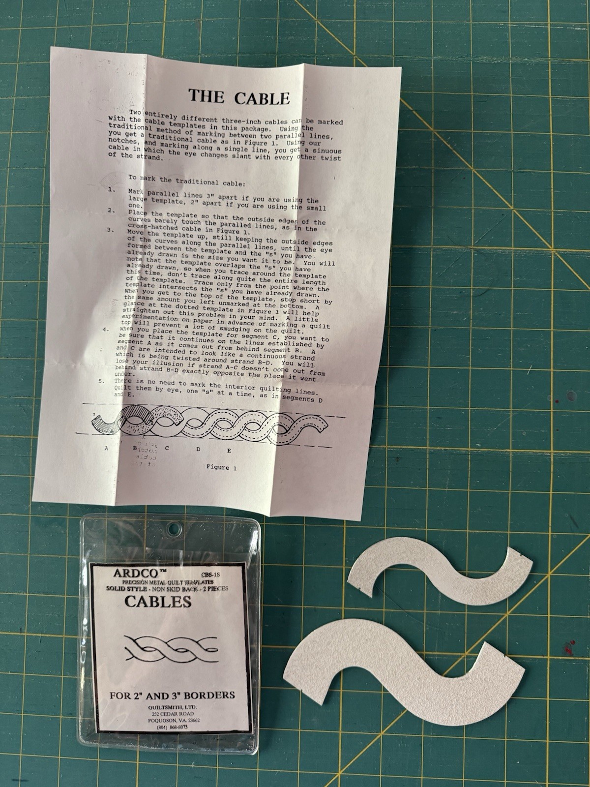 Ardco Precision, Metal Quilt Templates Cables For 2 and 3 Inch Border