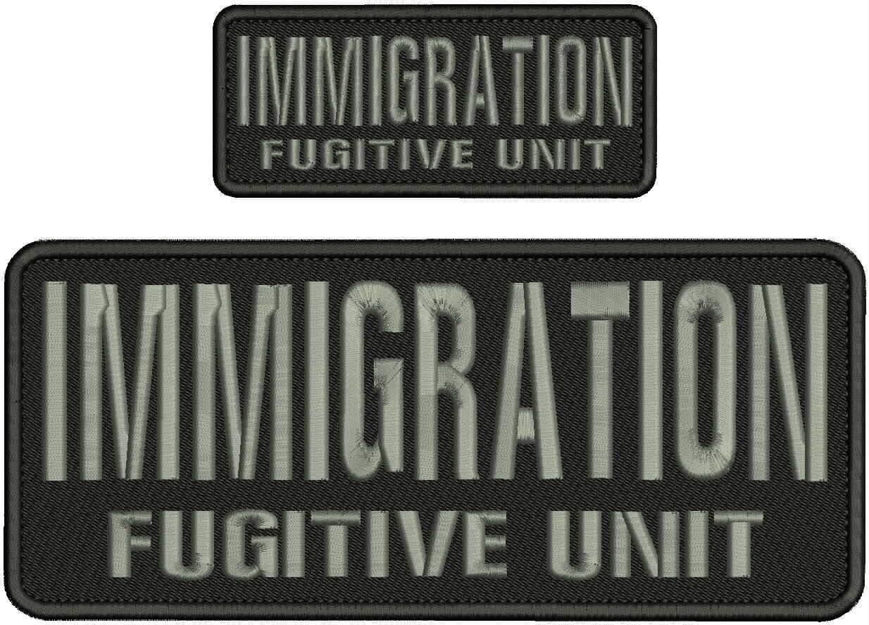 I F UNIT EMBROIDERY PATCH 4X10 AND 2X5 HOOK ON BACK  GRAY ON BLACK