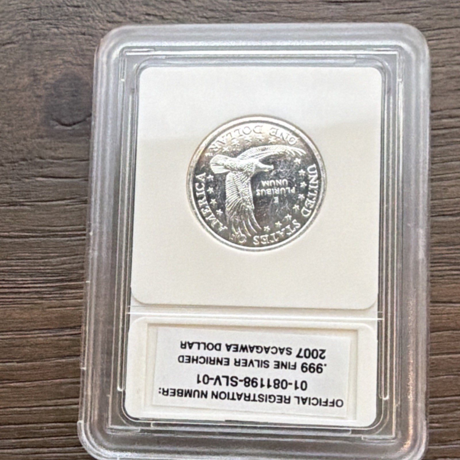 Five (5), 2007 Sacagawea .999 Silver Plated.