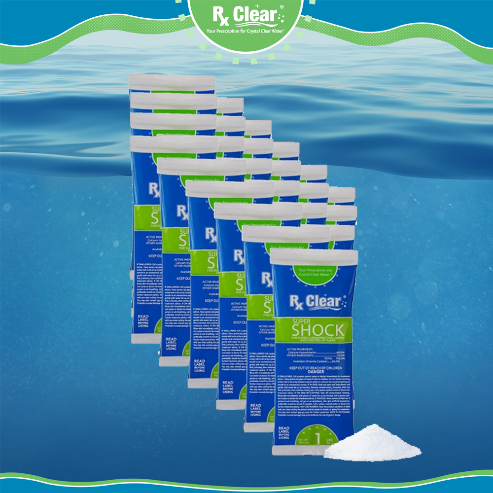 Rx Clear 68% Calcium Hypochlorite Super Shock Synergy Sanitizer - 24 x 1 lb Bags