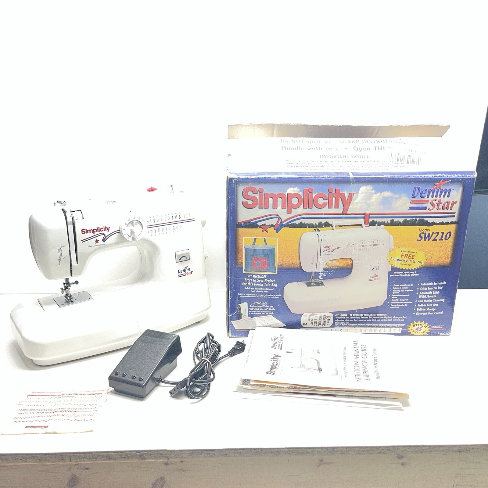 Simplicity SW210 White Denim Star Household Sewing Machine With Accessories