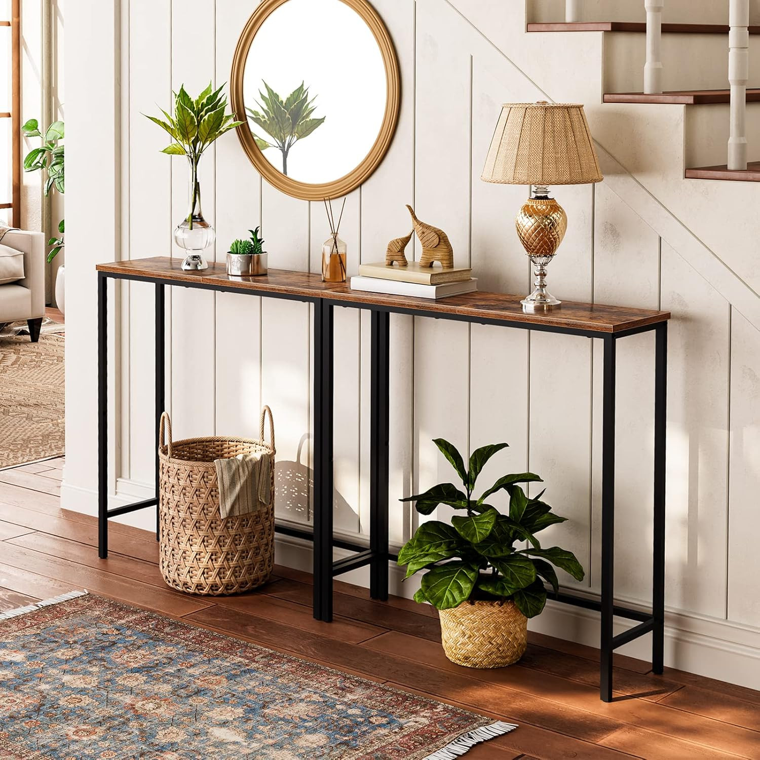 Narrow Console Table, 29.5" Small Entryway Table, Thin Sofa Side Display Table,
