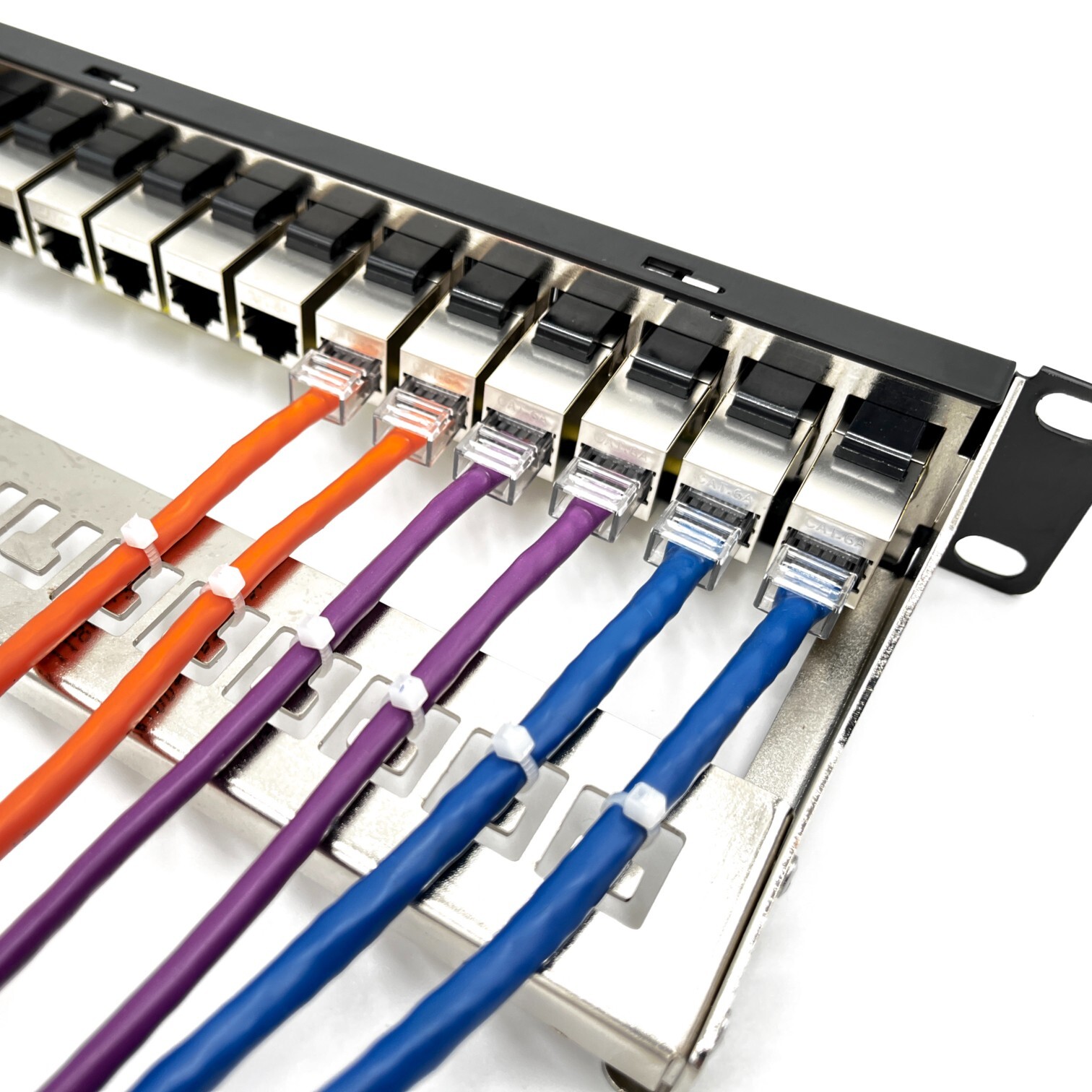 ETS 12 Port Patch Panel 10 inch Cat6A Inline Keystone, Feedthrough Coupler