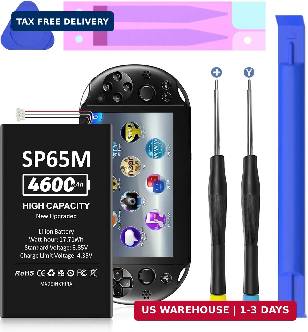 SHENMZ PS Vita 1000 Battery [2025 Version] - 4600mAh 0 Cycle Replacement for Son