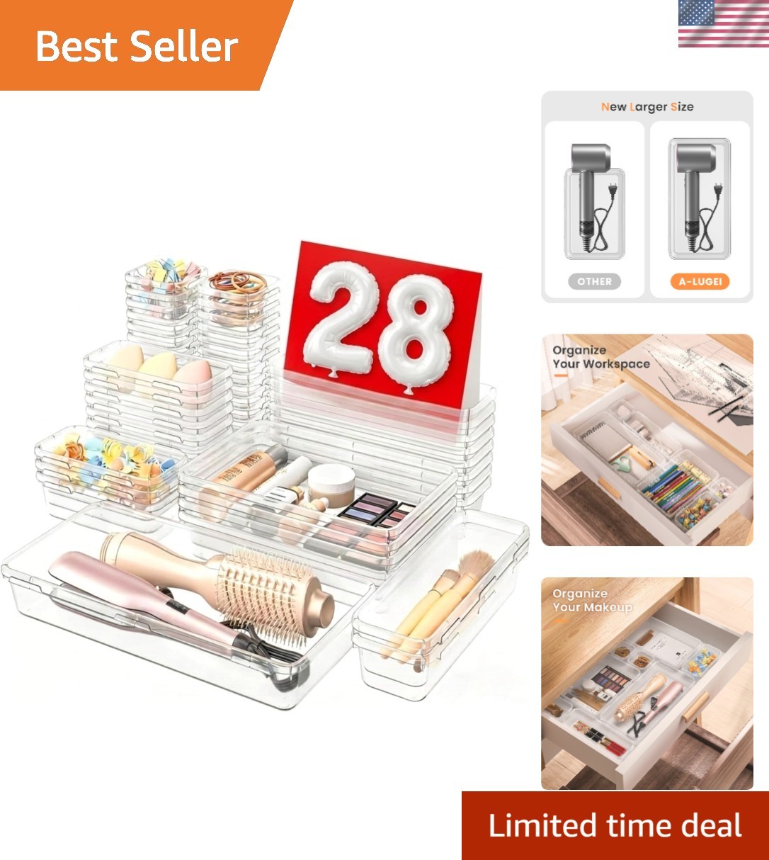 Military Grade】 Drawer Organizer,【𝟱𝗦𝗶𝘇𝗲】 Makeup organizer,【Holds 177 Ite...
