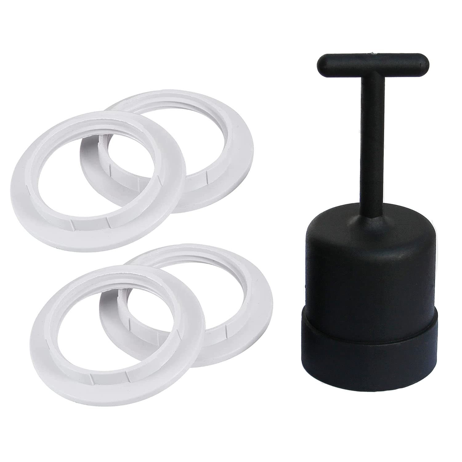 4 Pcs Medium Base Threaded Rings & 1pcs Black Shade Ring Removal Tool for E26...