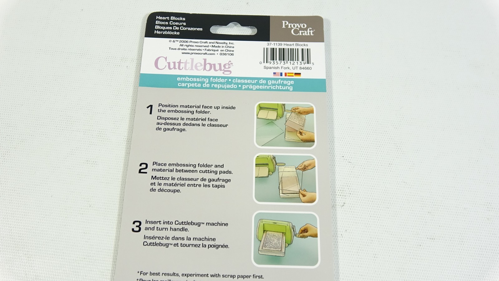 2006 Cuttlebug Provo Craft Embossing Folder Heart Blocks 37-1139