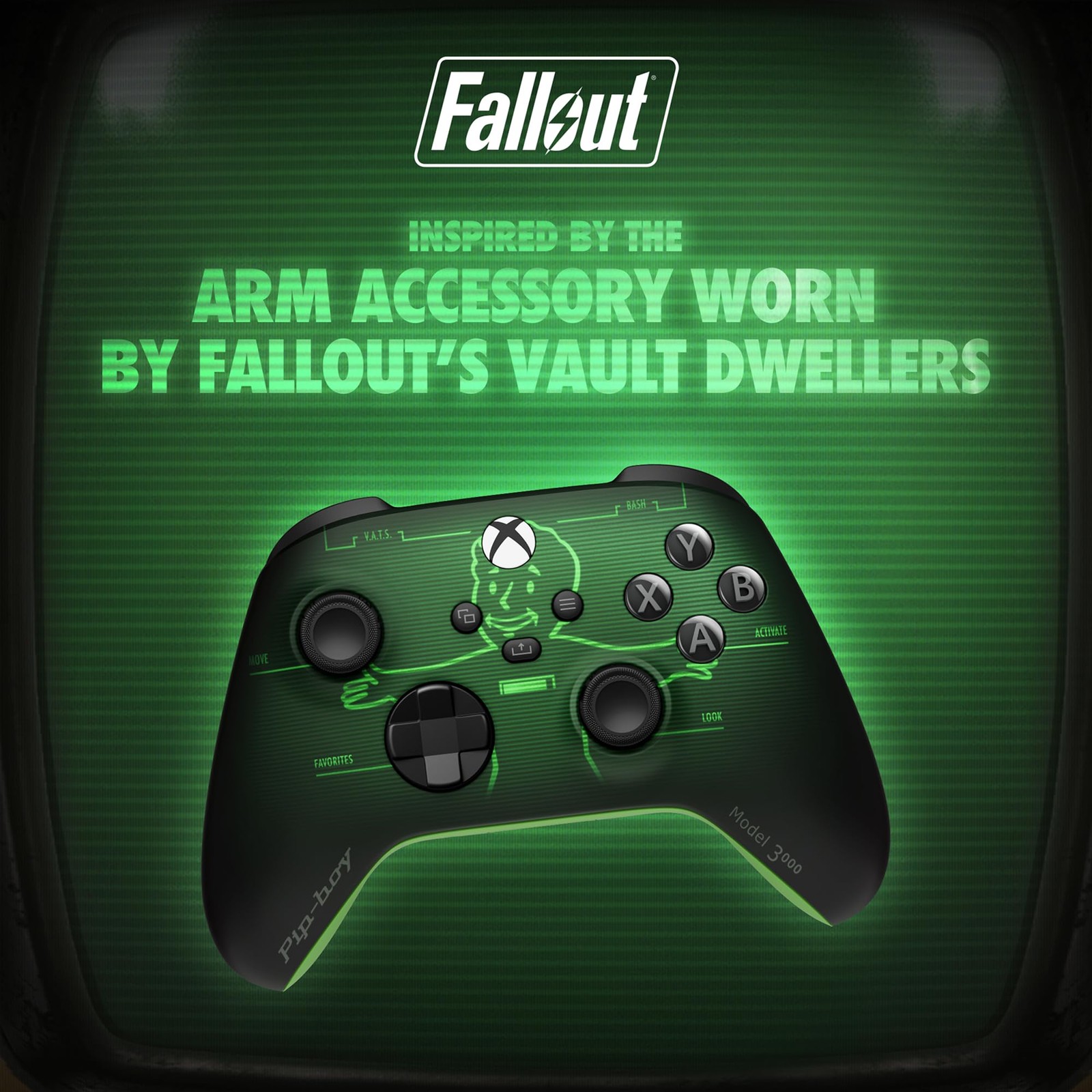 Xbox Wireless Gaming Controller – Fallout Pip-Boy Edition – Play Large, Black