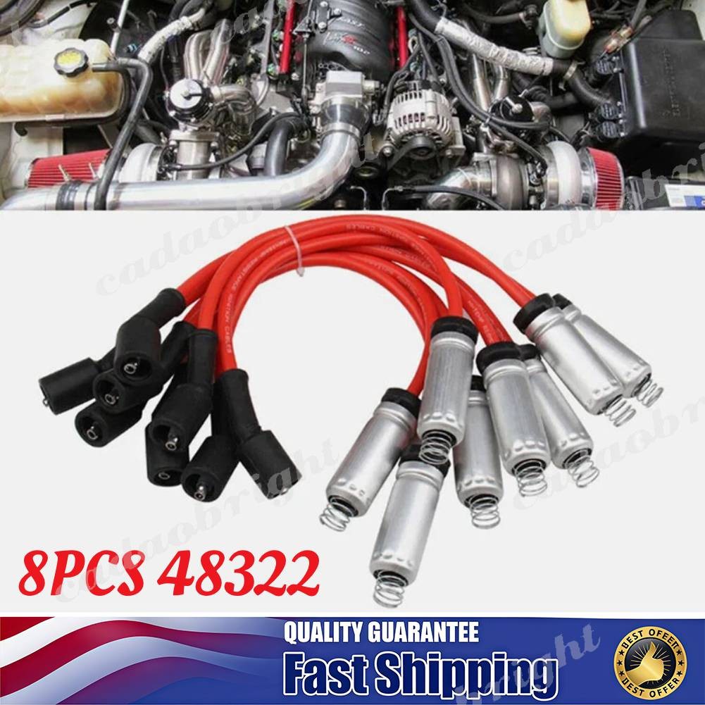 8pcs 48322 10.5mm Spark Wires Fits For Chevy Silverado GMC 4.8L 5.3L 6.0L V8