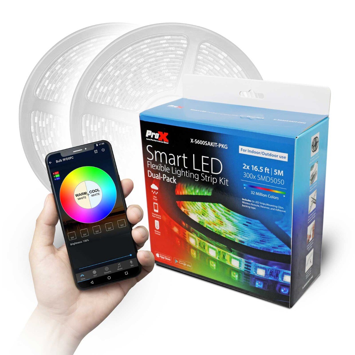 ProX X-S600SAKIT-PKG Smart LED Flexible Lighting Strip Kit Dual Pack