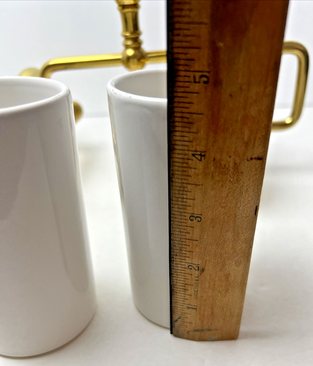 Brass & Ceramic his & hers Cups & Soap Dish Bathroom Fixture Wall Mounted