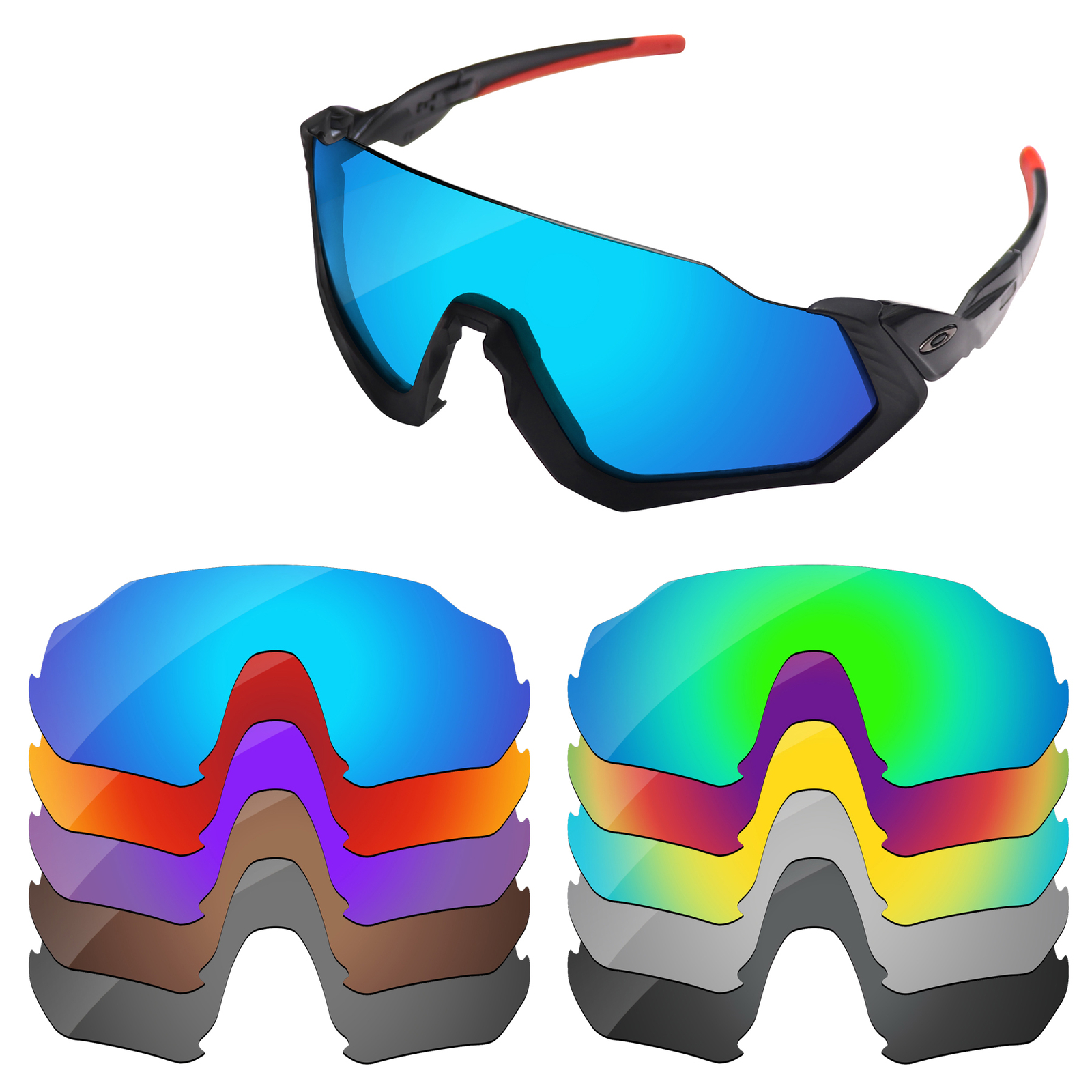 Lenslog Polarized Replacement Lenses For-Oakley Flight Jacket OO9401-Opt