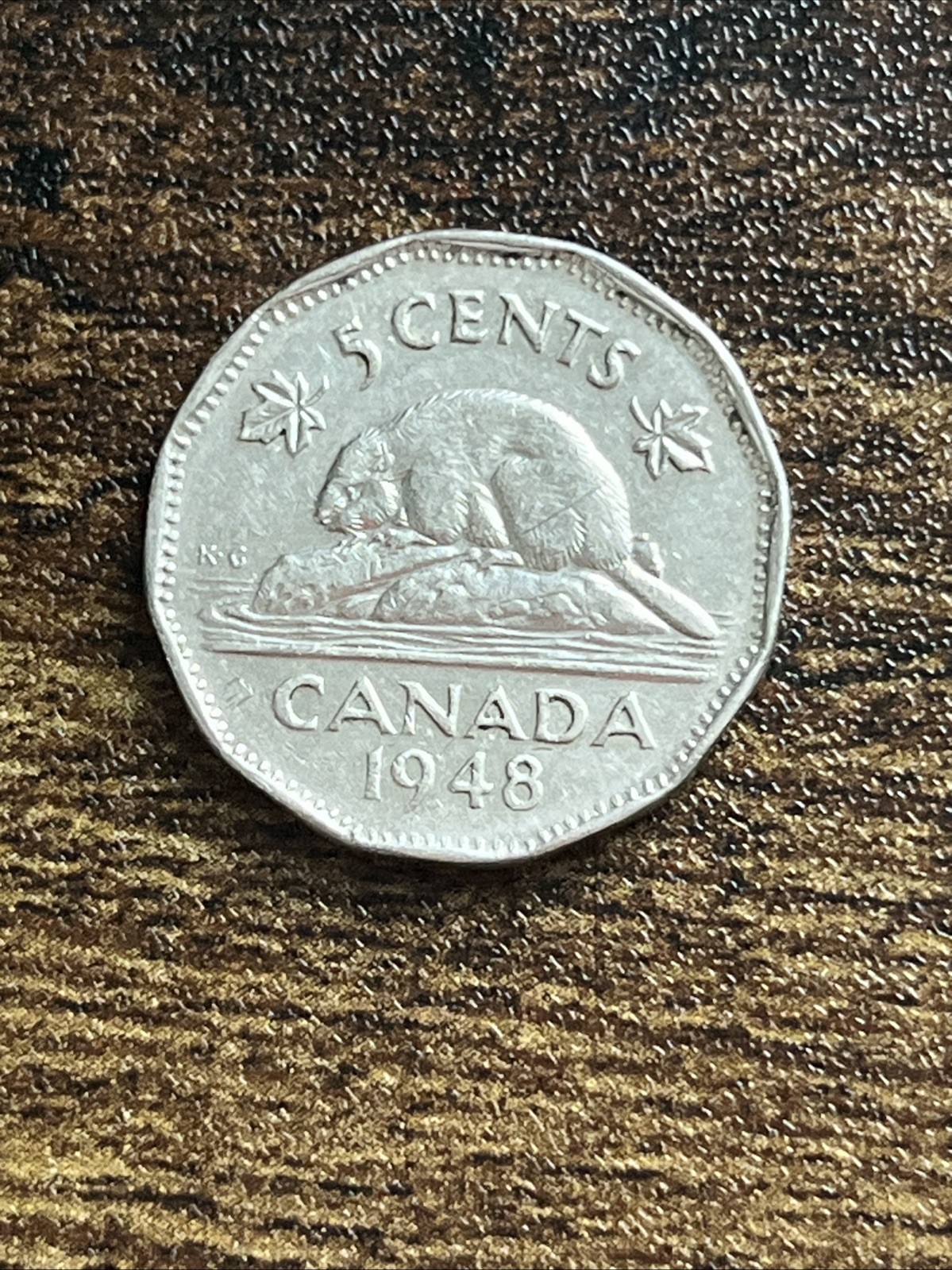 1948 Canada 5 Five Cents Actual Coin TB8024*