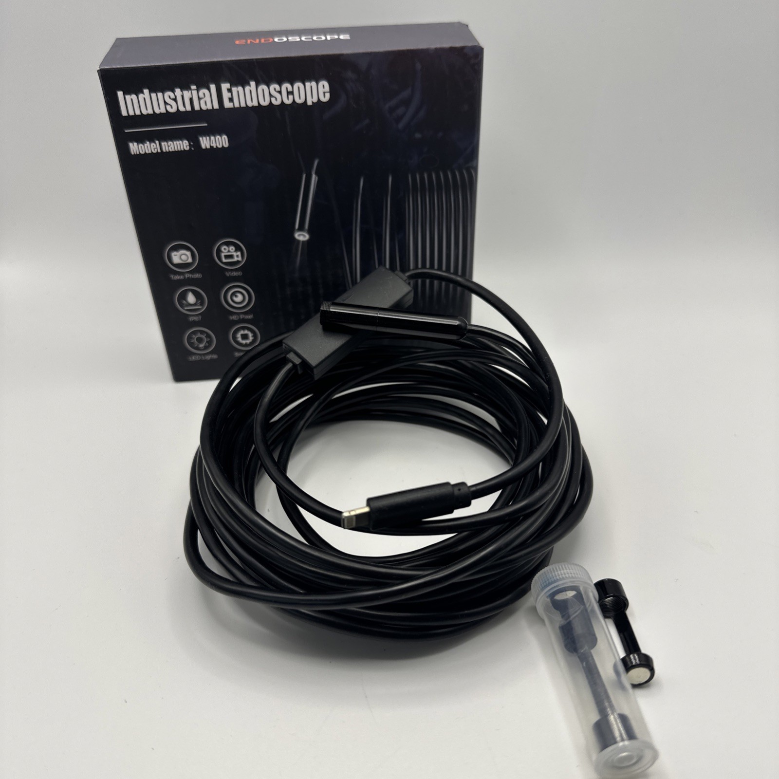 Endoscope with Light SingleLens Industrial Inspection Snake Camera 8mm