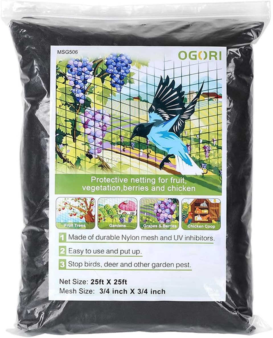 OGORI 25' x Bird Netting 25'×25'-3/4'', Black