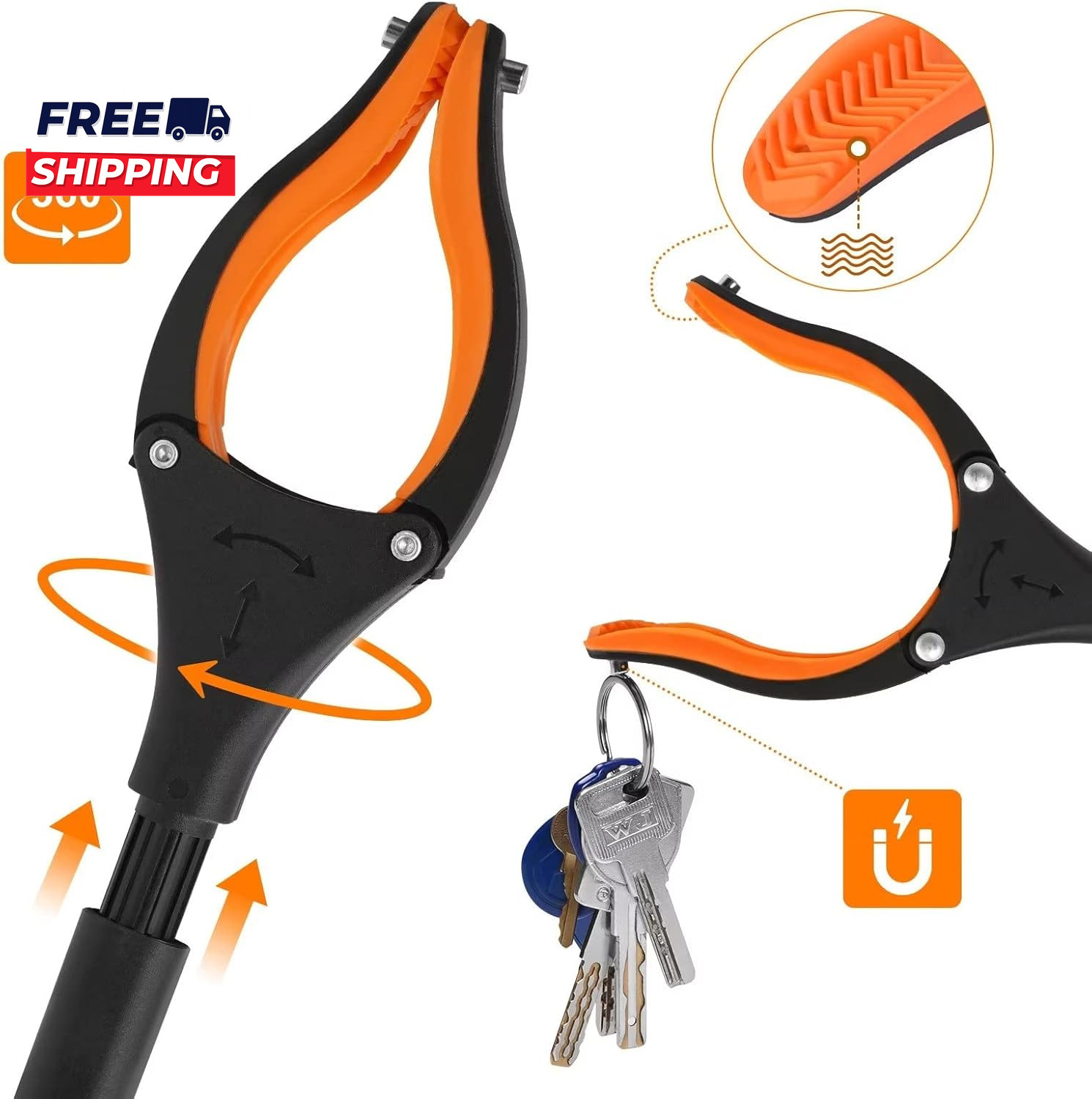 43" Extra Long Grabber Tool Foldable Grabbers for Elderly Grab It Reaching