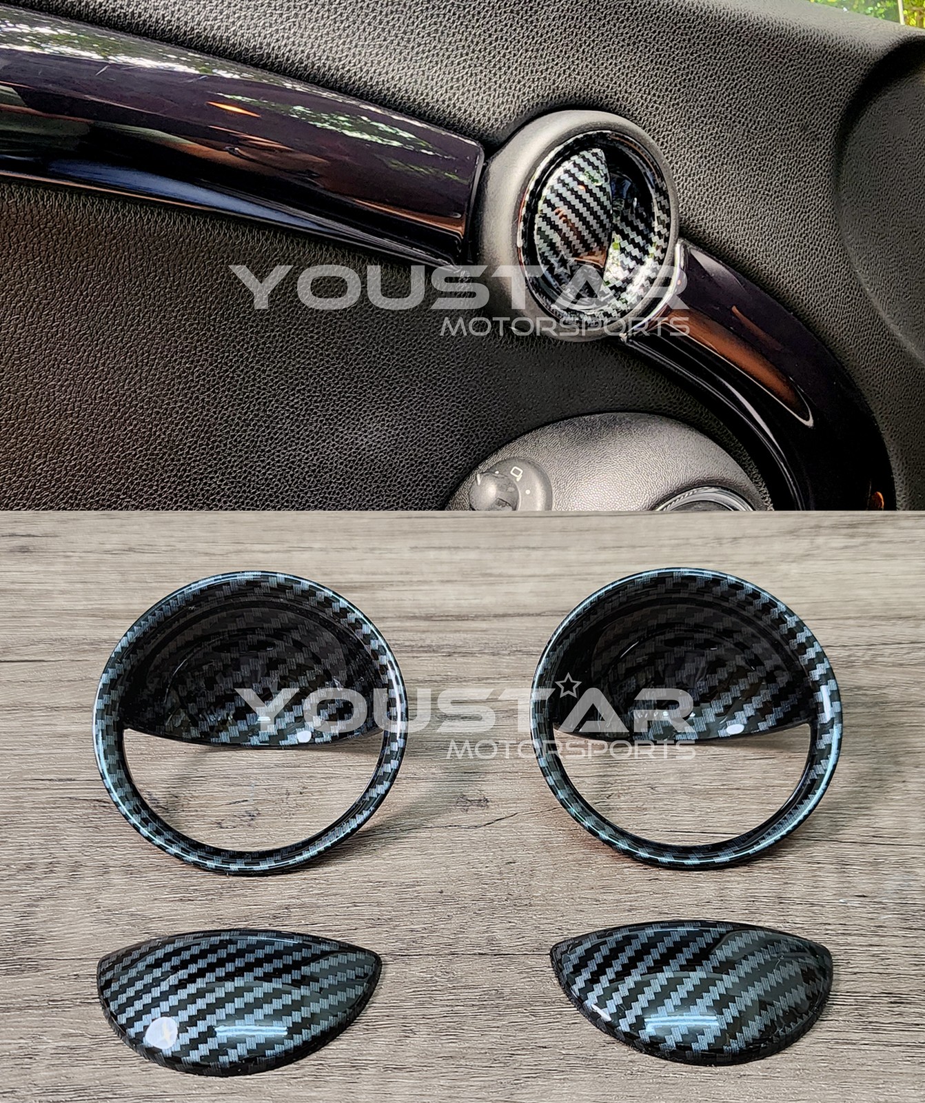 US STOCK CARBON EFFECT Interior Door handle Trims for MINI R55 R56 R57 R58 R59