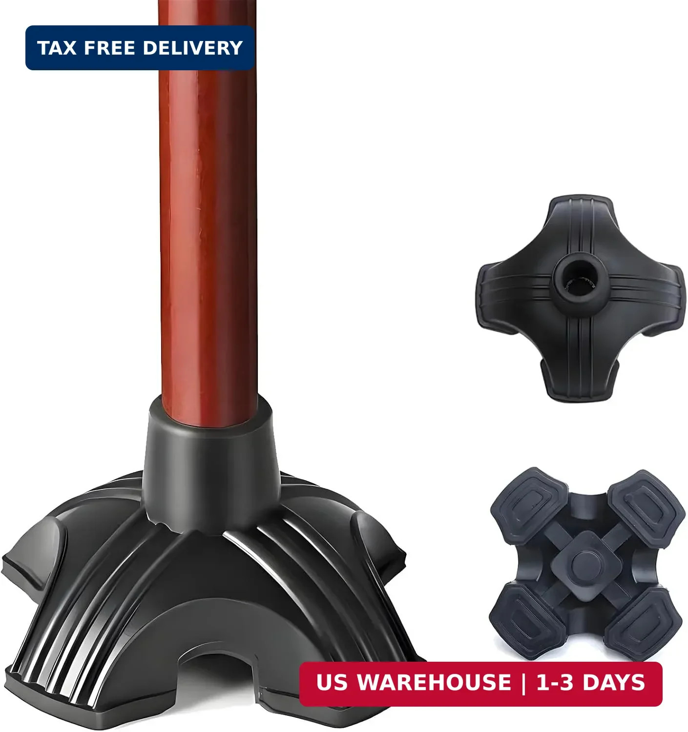 Cane Tips for Stability, Self Standing Cane Base for Most 0.87" Walking Canes, W