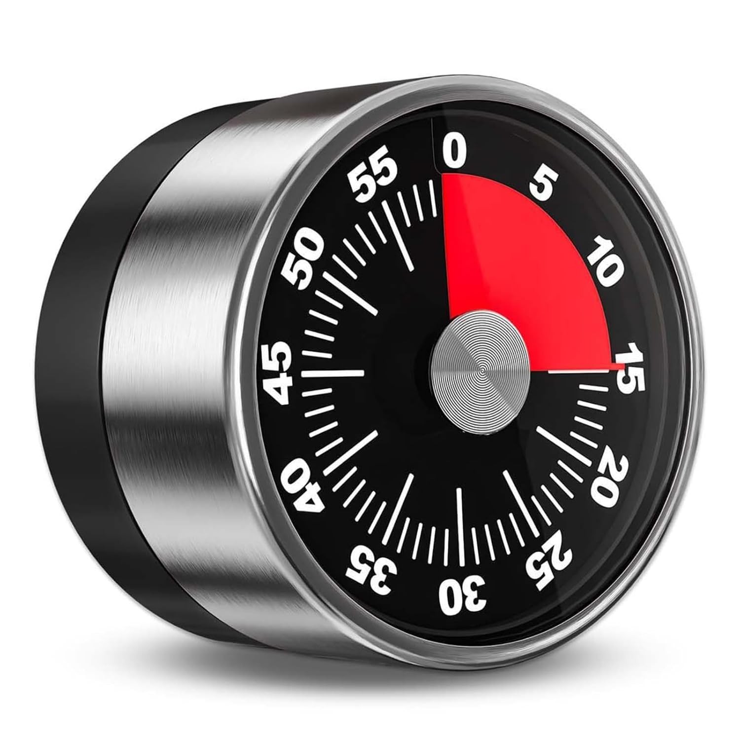60-Min Wind Up Kitchen Timer Magnetic Stainless Steel No Batteries Black | 60-Mi