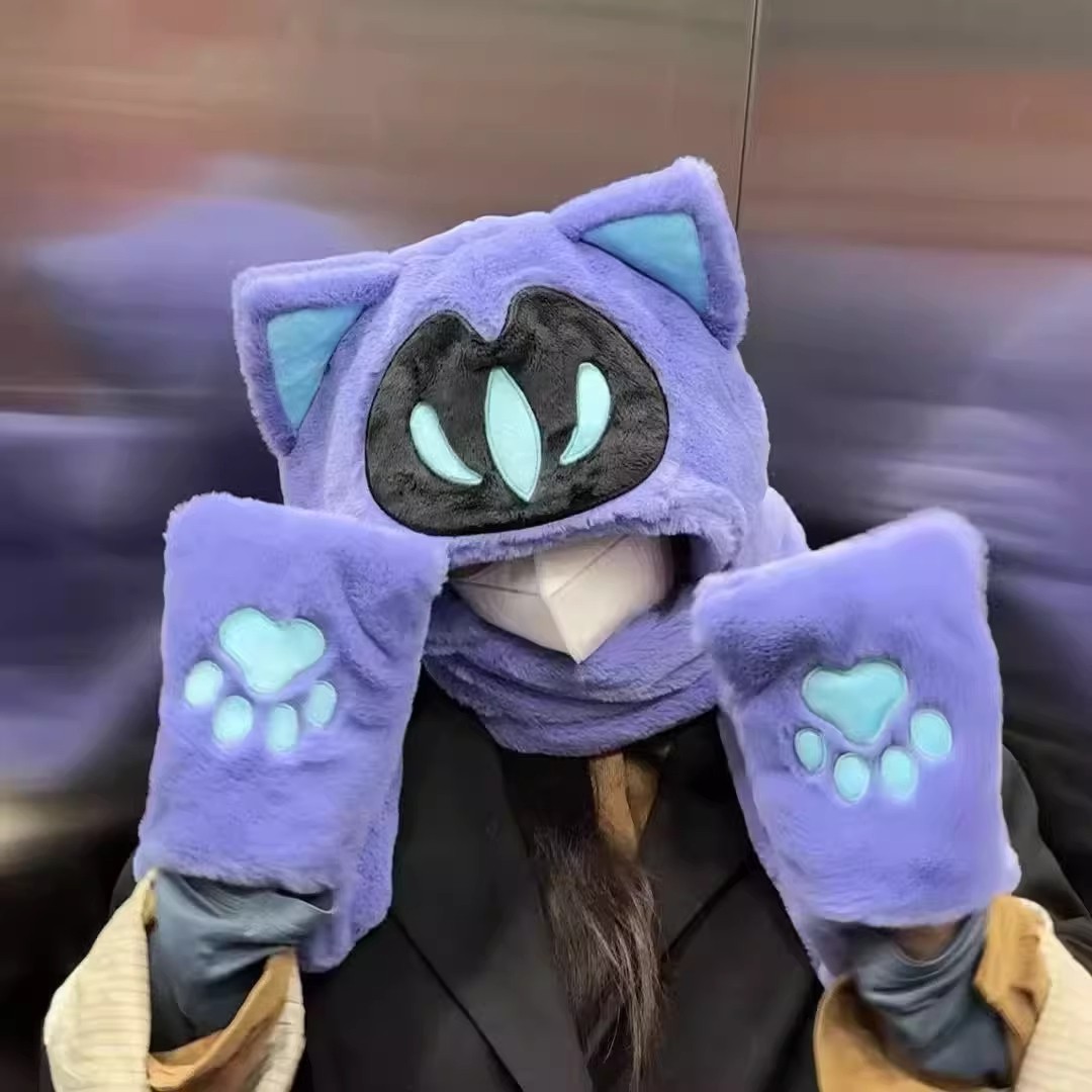 Game VALORANT Omen Fuzzy Scarf Hat Headwear Gloves Handcover Cosplay Prop Gifts