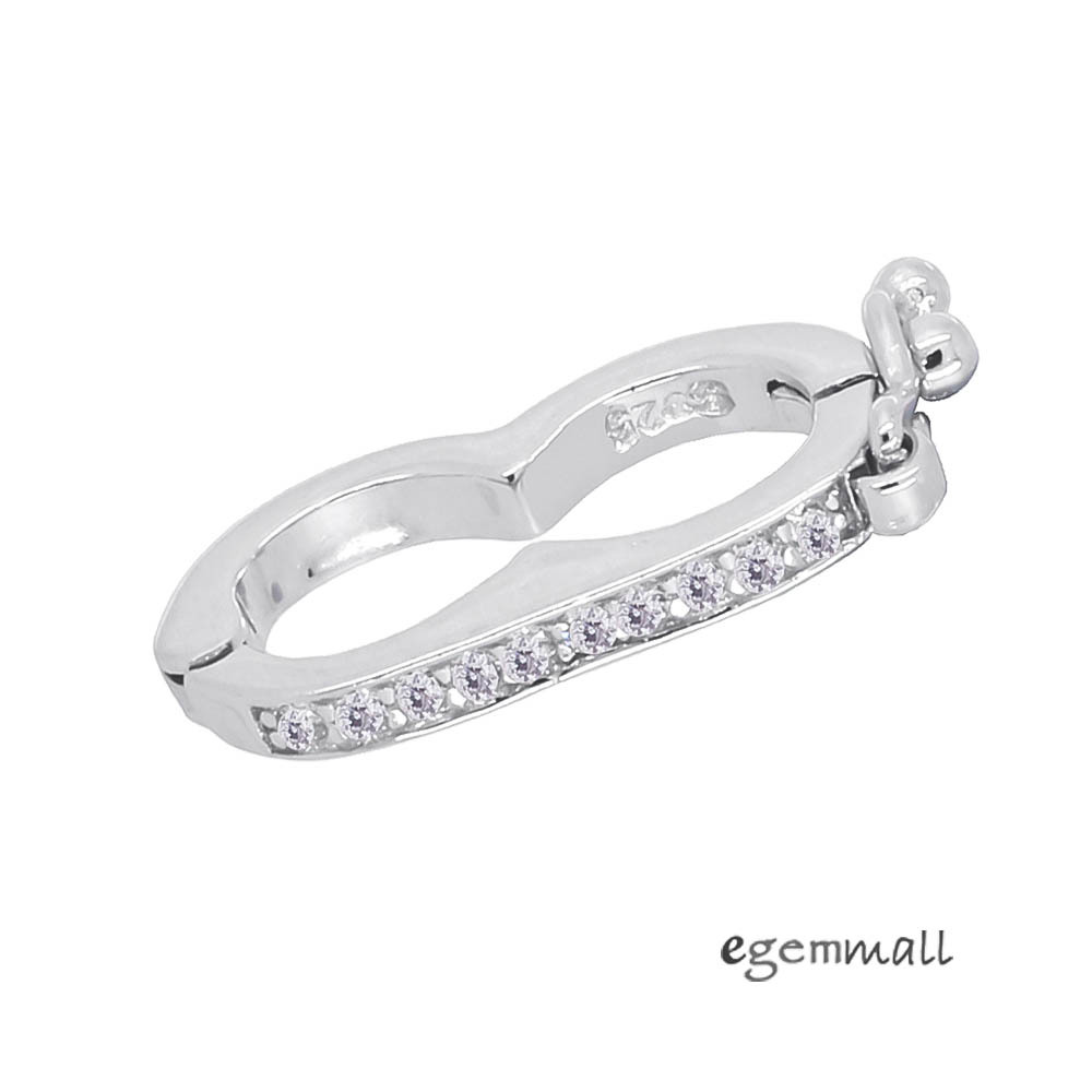 Sterling Silver CZ Peanut Shortener Pearl Enhancer Click Push Clasp 19mm #51001